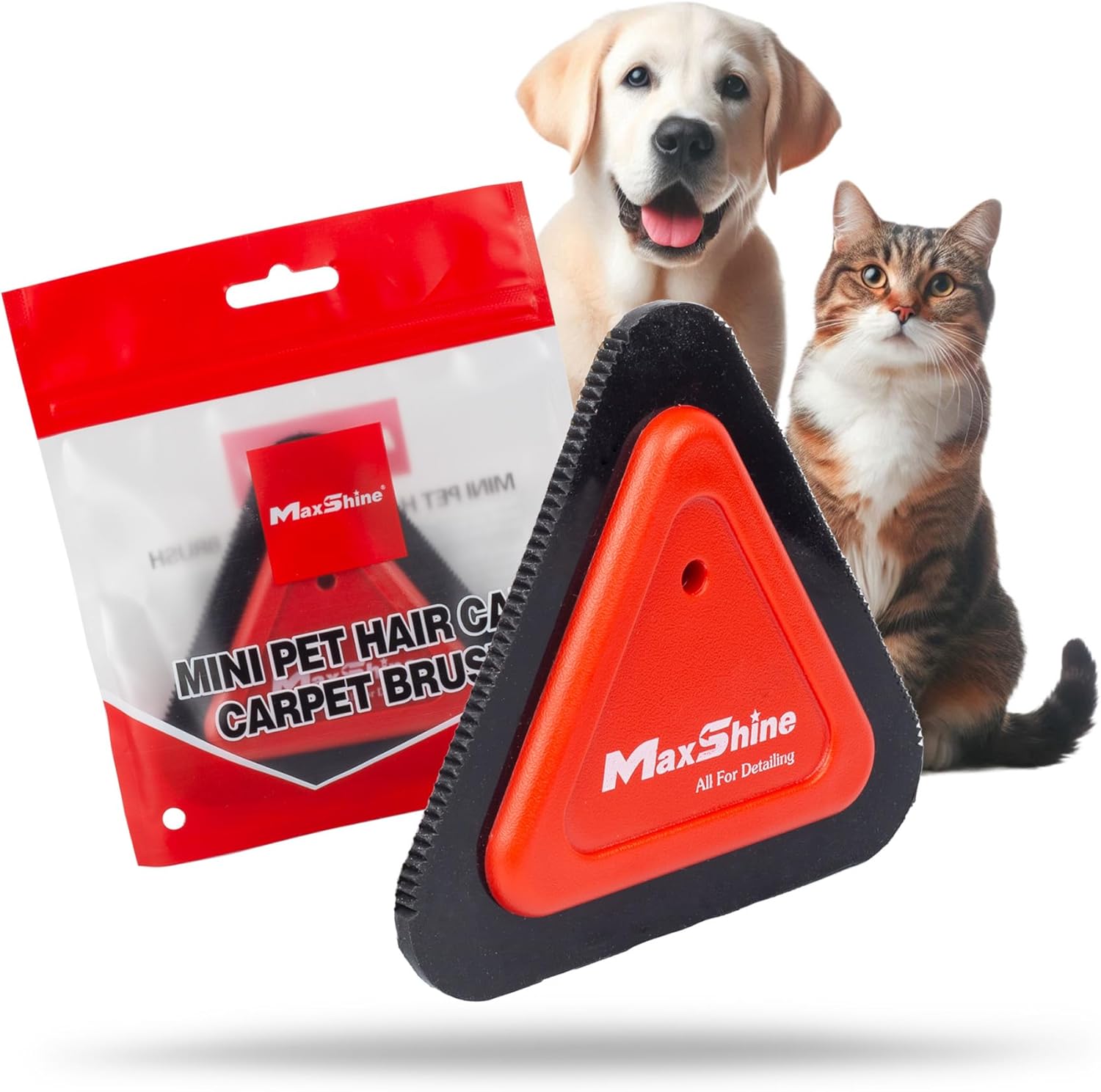 Maxshine Universal Mini Pet Hair Remover Tool – 3-Sided Teeth Brush for Car Interior, Carpets, Dogs & Cats – Easy-to-Clean Hair Removal Tool – Premium Car Detailing Accessory