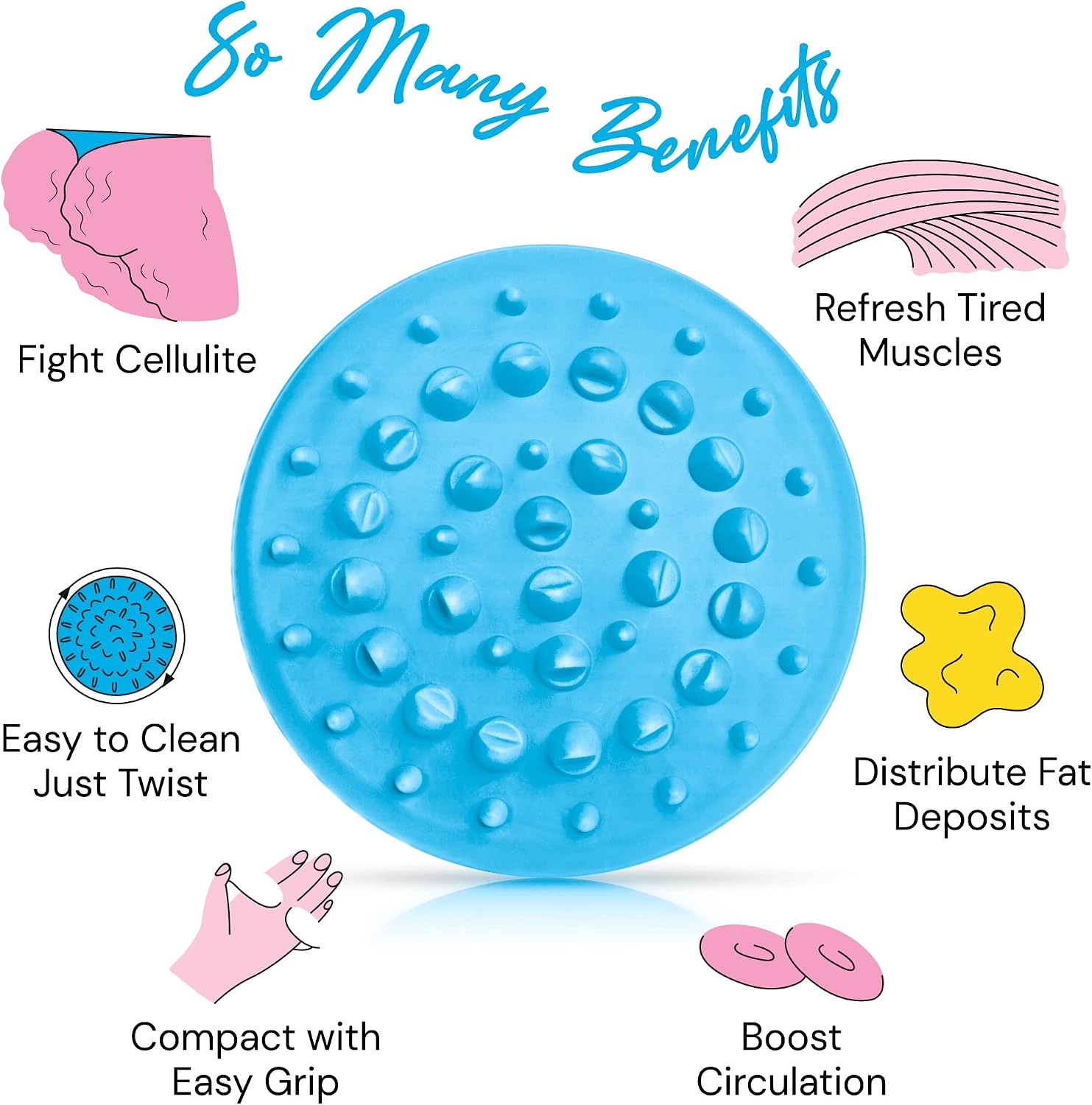 Scala Cellulite Massager Silicone, Bath Scrubber for Smoother Skin Aqua image 3