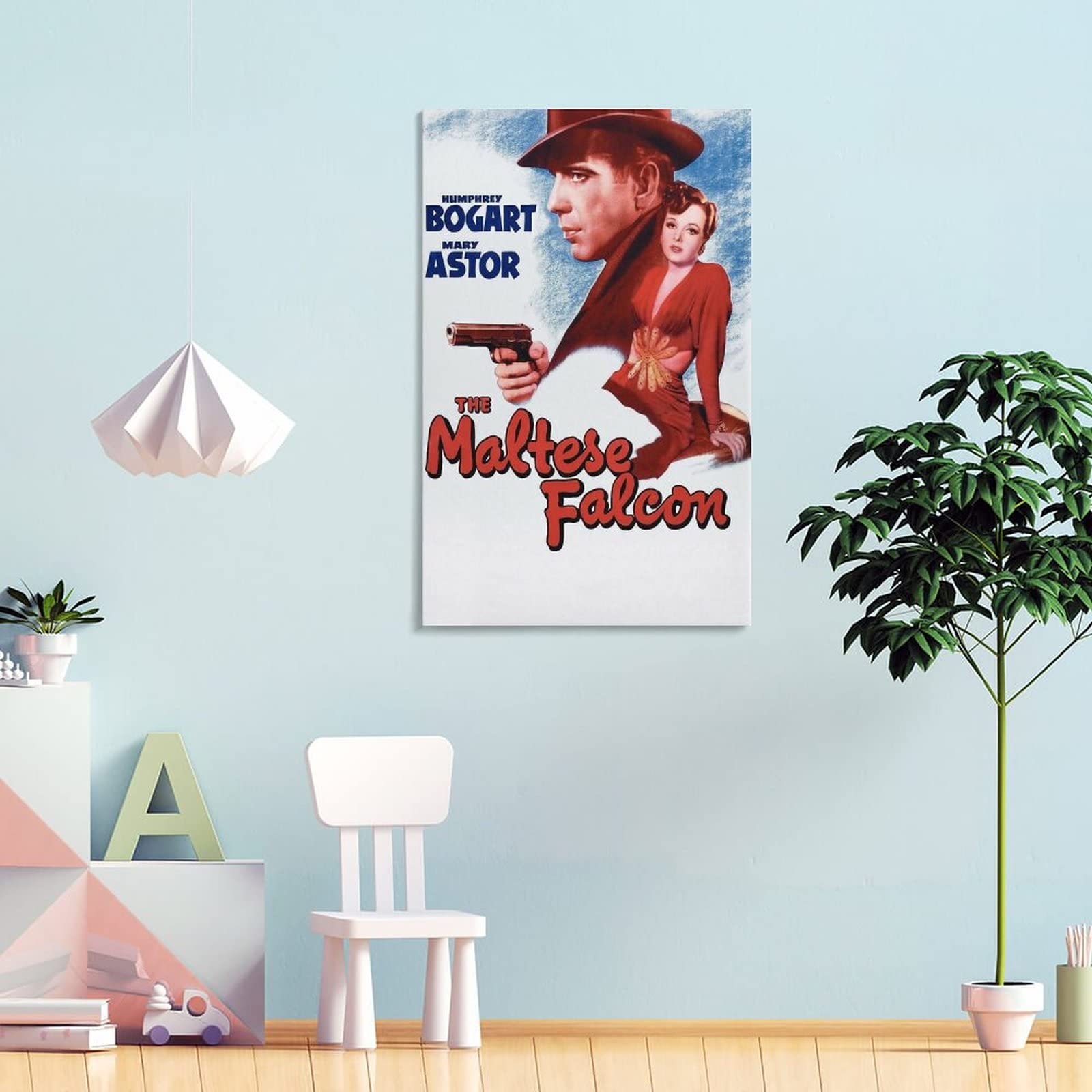 Poster vintage con film d'azione del falco maltese e stampa artistica da parete moderna per la camera da letto della famiglia, 60 x 90 cm
