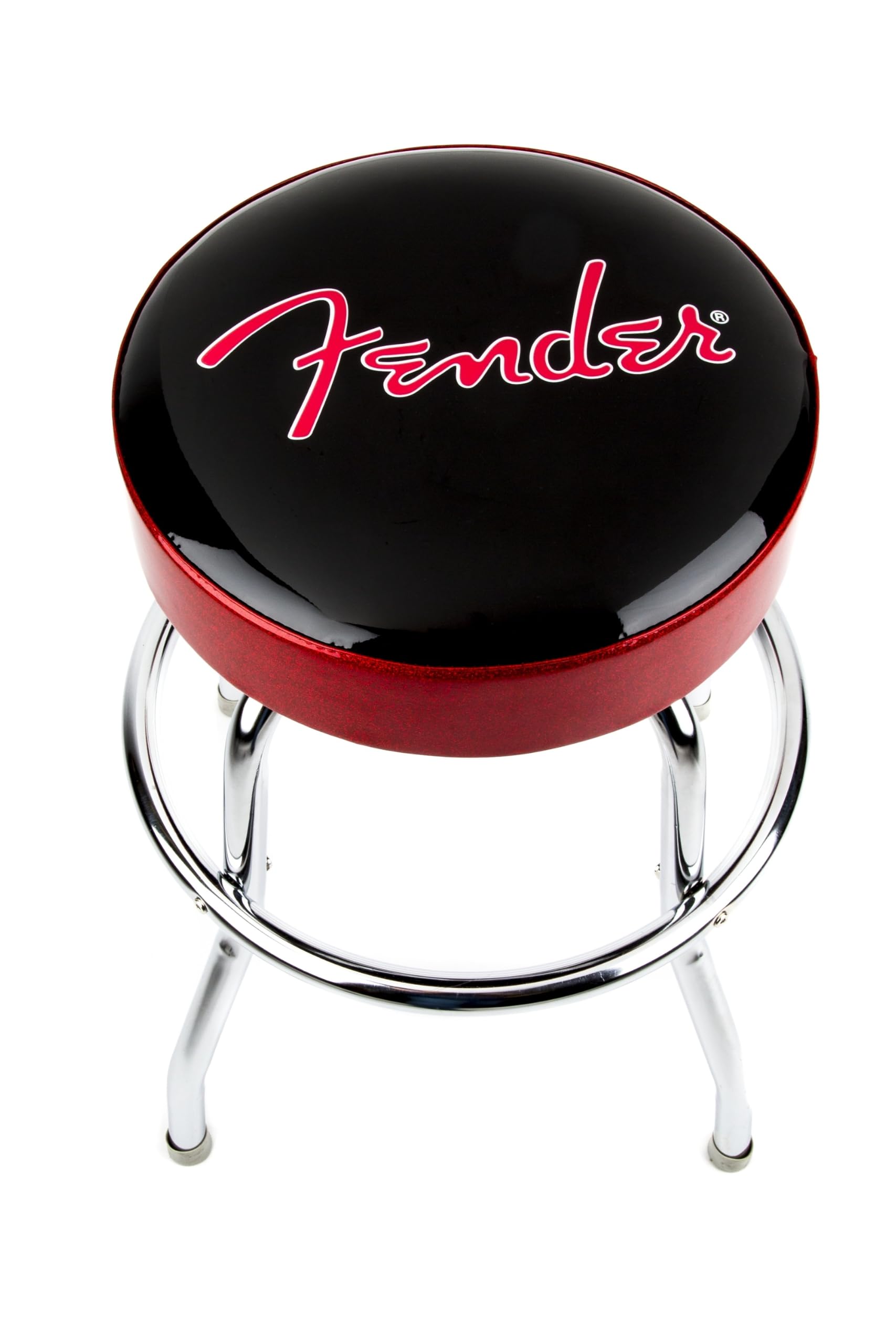 Fender Red Sparkle Logo Padded Swivel Stool, 24-Inch | Music Themed Swivel Bar Stool, Foam Padded Seat, 360° Swivel, 24" Great for Home Bar