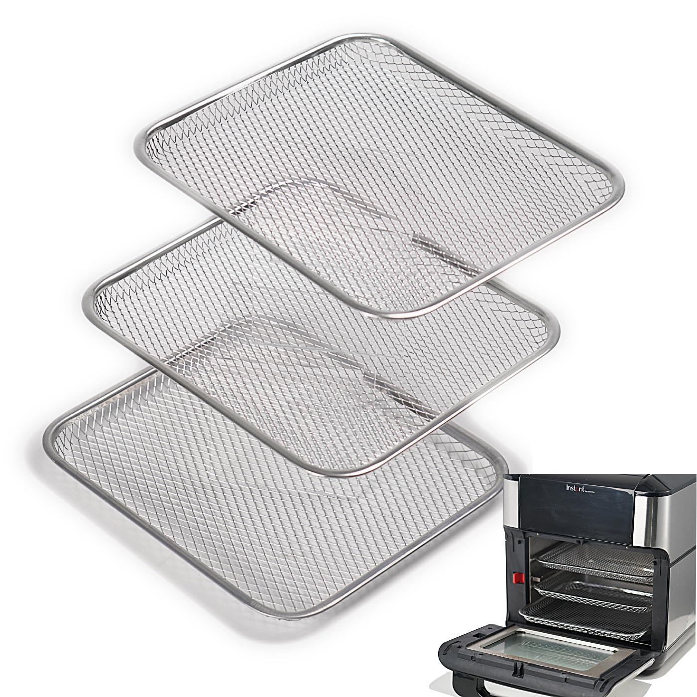 Stainless Steel Mesh Cooking Tray Dehydrator Tray, Air Fryer Accessories Compatible for 10&10.6 qt Instant Vortex Air Fryer Oven