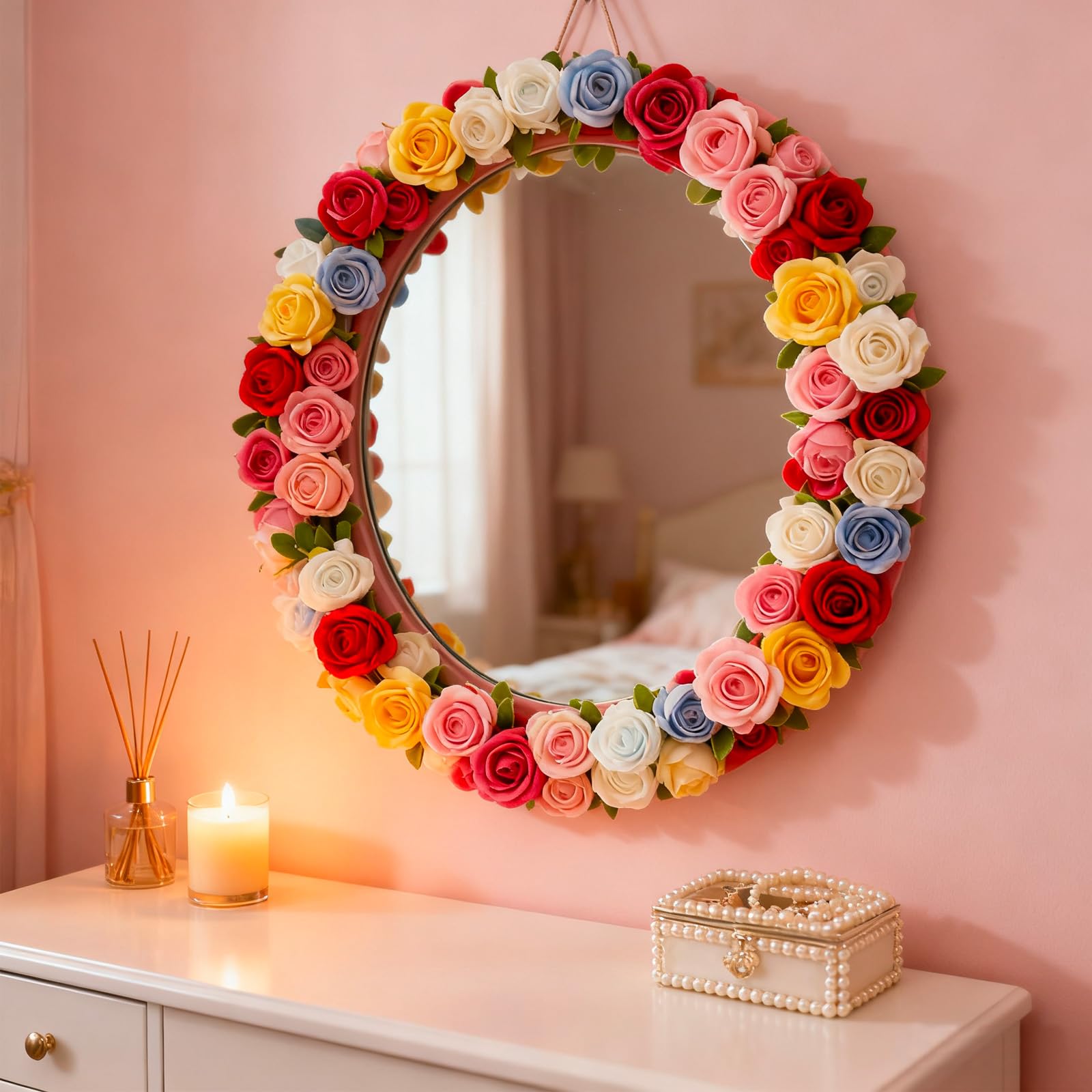 60 petali di rosa artificiali da 1,6", multicolori, mini rose artificiali in seta, per lavori di bricolage da parete, giardino, feste, matrimoni (12 colori misti)