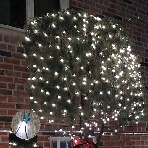 Miniatura 6 de LAMPHOME Red de luces LED de Navidad para exteriores, 150 luces LED de 6 x 4 pies, tira de luces de malla de hadas conectables al aire libre para