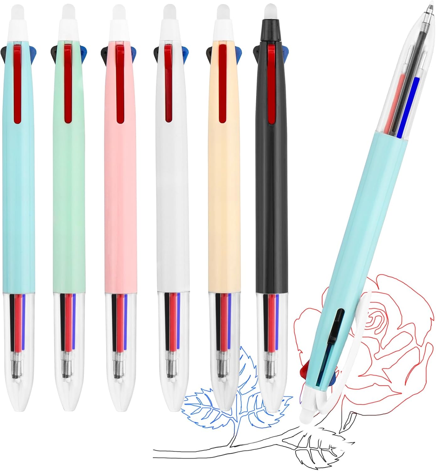 6 PCS 3in1 Multicolor Erasable Gel Pens, Erasable