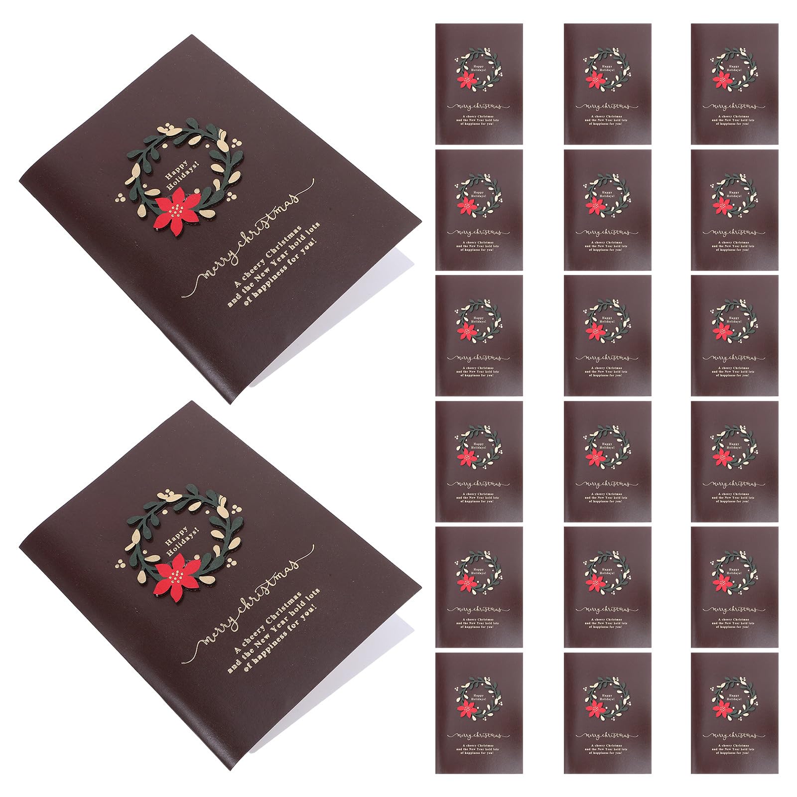 NUOBESTY 20 Sets Weihnachtskarten und Umschläge: Vintage- und Blanko-Weihnachtsgrußkarten – Weihnachtskranz-Segens-Einladungen für das Weihnachtsfest