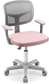 HONEY JOY Kids Desk Chair, Height Adjustable Children Study Chair, Swivel Mesh Task Student Chair, Sit-Brake Casters, Child Computer Desk Chair for Boys Girls Age 3-10 (Pink)