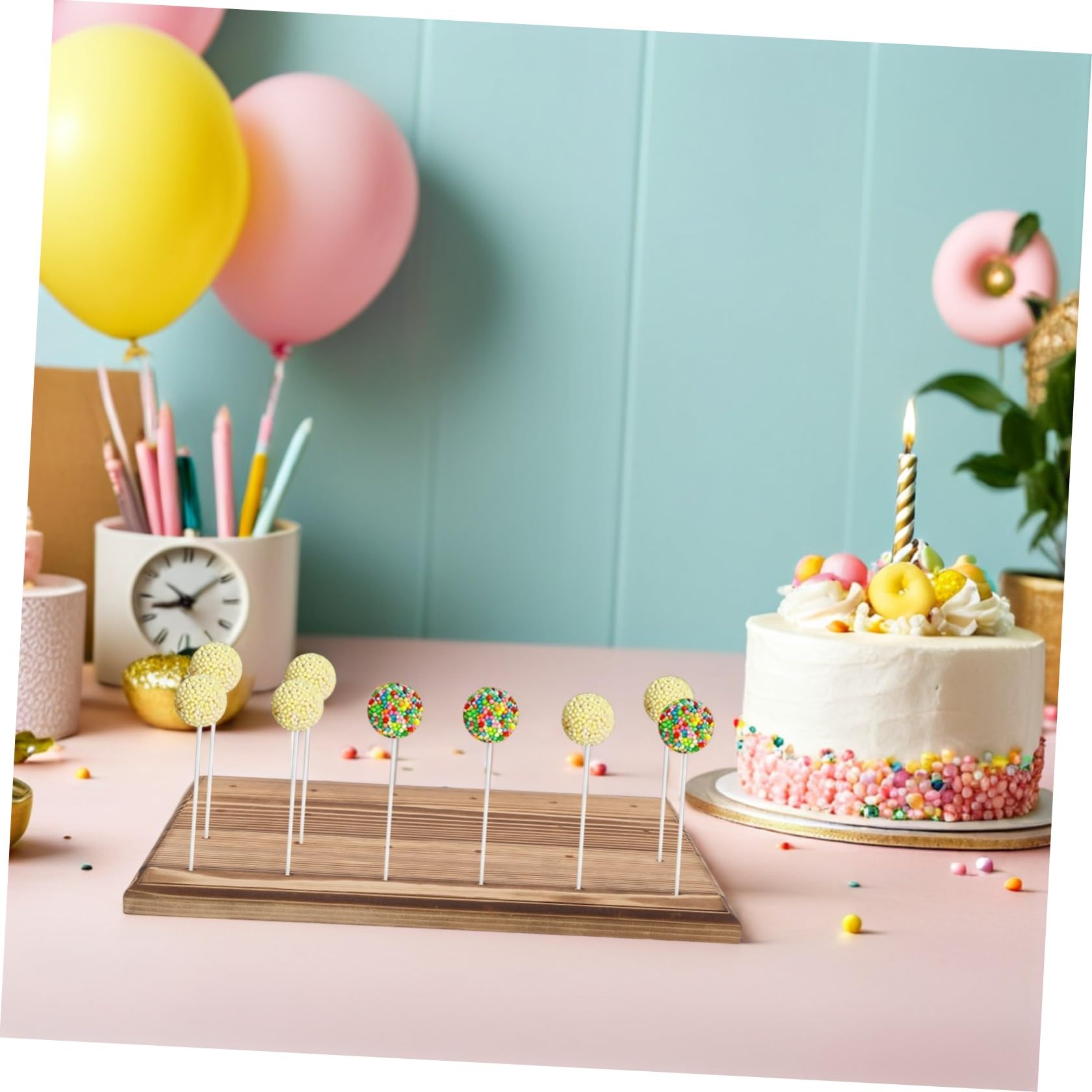 Toyvian Espositore Stabile Design a 24 Fori in Legno Naturale ed per Cake per Matrimoni e Tavoli Dolci e Sacchetti