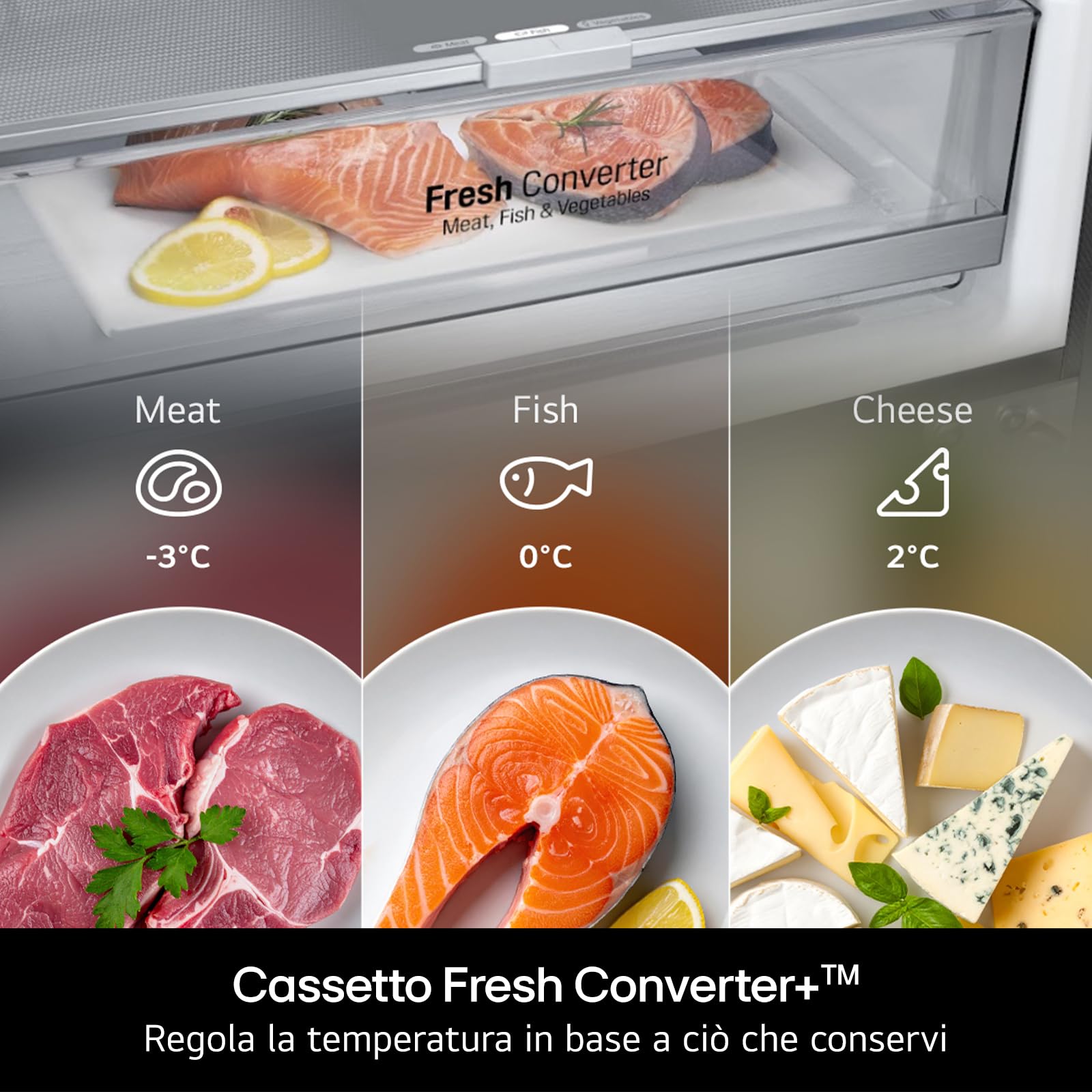 LG GBBSJ2CCPY Frigorifero Combinato Larghezza 60 cm Fit & Max, Classe C, Raffreddamento Ottimizzato con AI Saving, Total No Frost, Door e Linear Cooling, 375 L, Wi-Fi, Smart Inverter, Prime Silver