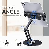Lucrave Tablet Stand Holder for iPad, Adjustable with 360 Rotating Base for Desk, Aluminum Tablet Stand with 11" Arm Compatible with iPad Air/Mini, 10.2/9.7, Pro 11/13 and More, Black - 3