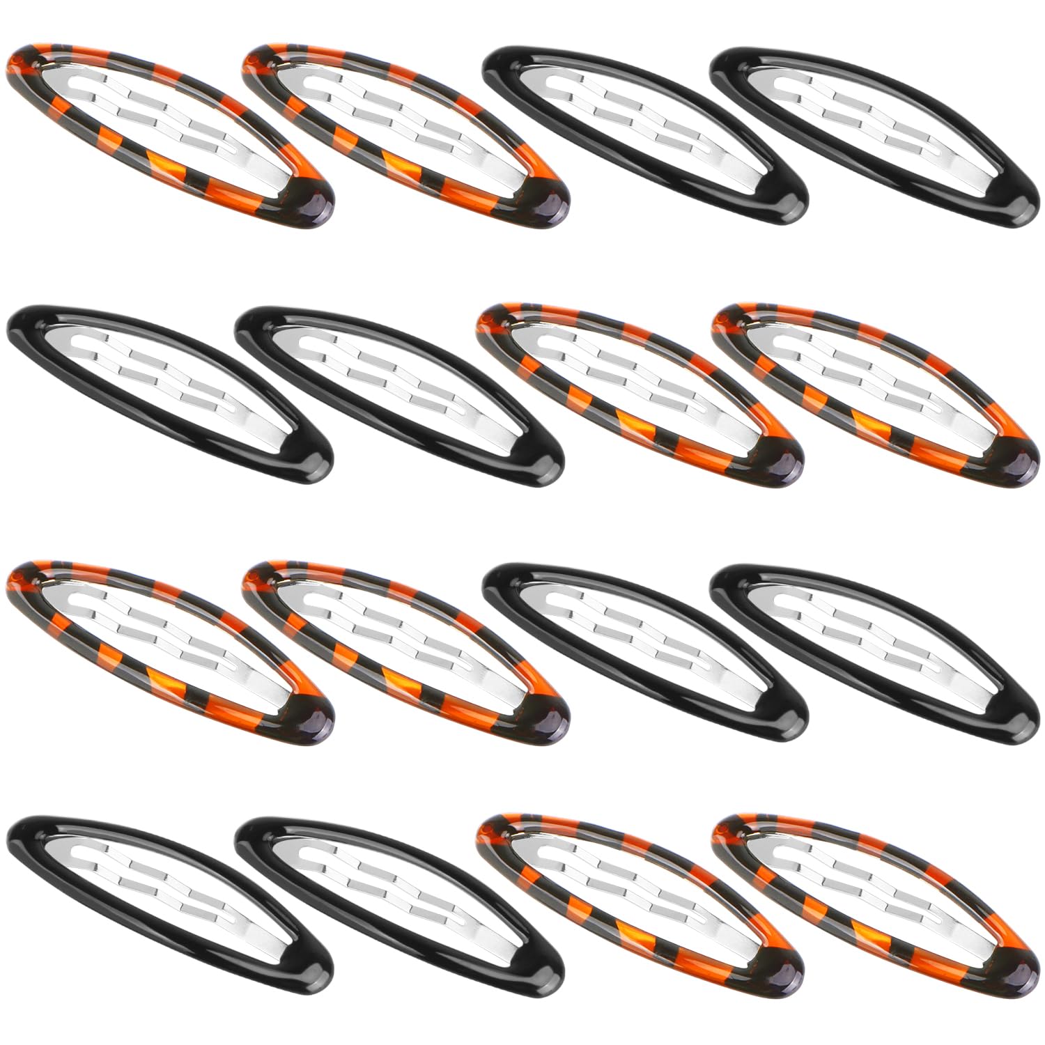 16 Pieces Oval Shaped Snap Hair Clip Epoxy Metal Snap Clips Non
