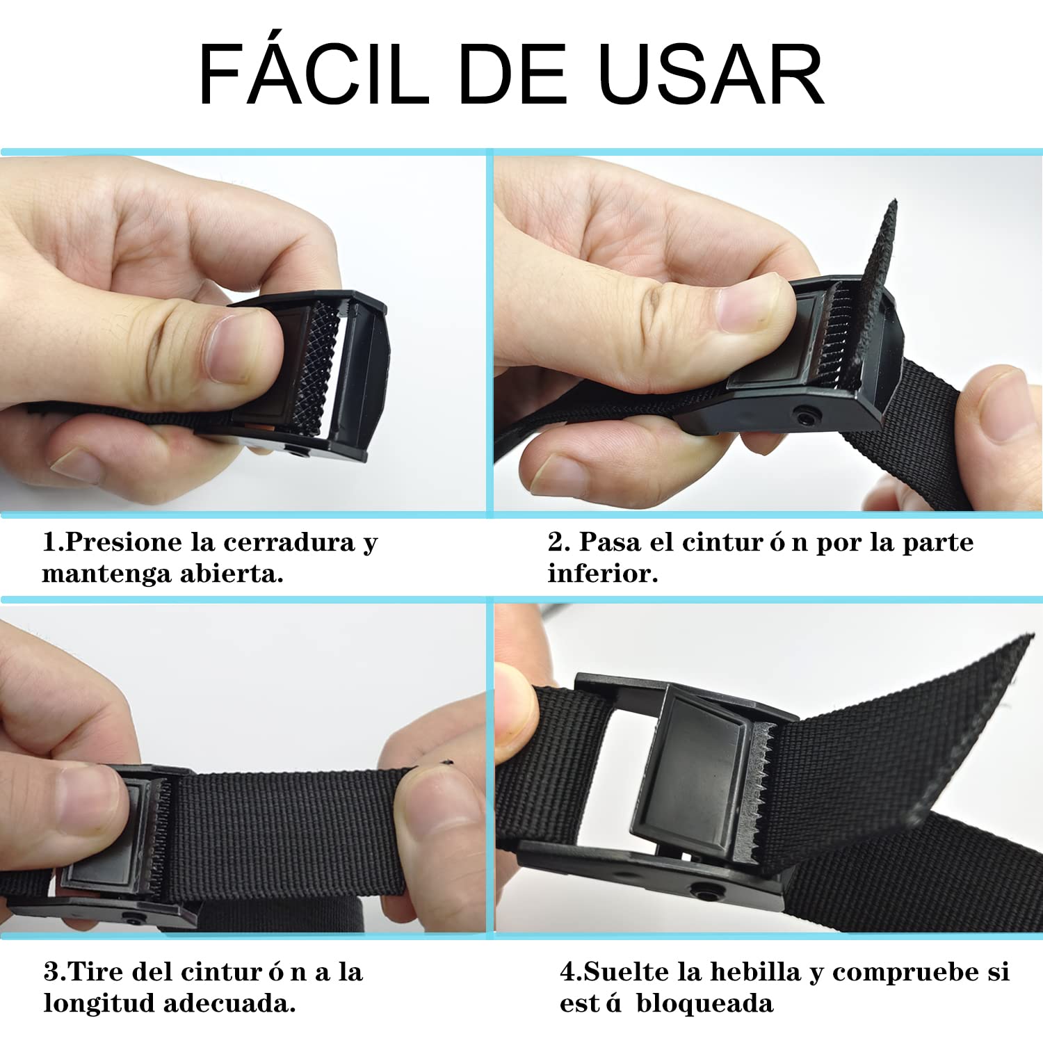 Correas tensoras mejoradas, 1 m, 4 unidades, poliéster de alta calidad, cierre de zinc, práctico para bicicletas, piezas pequeñas, uso diario