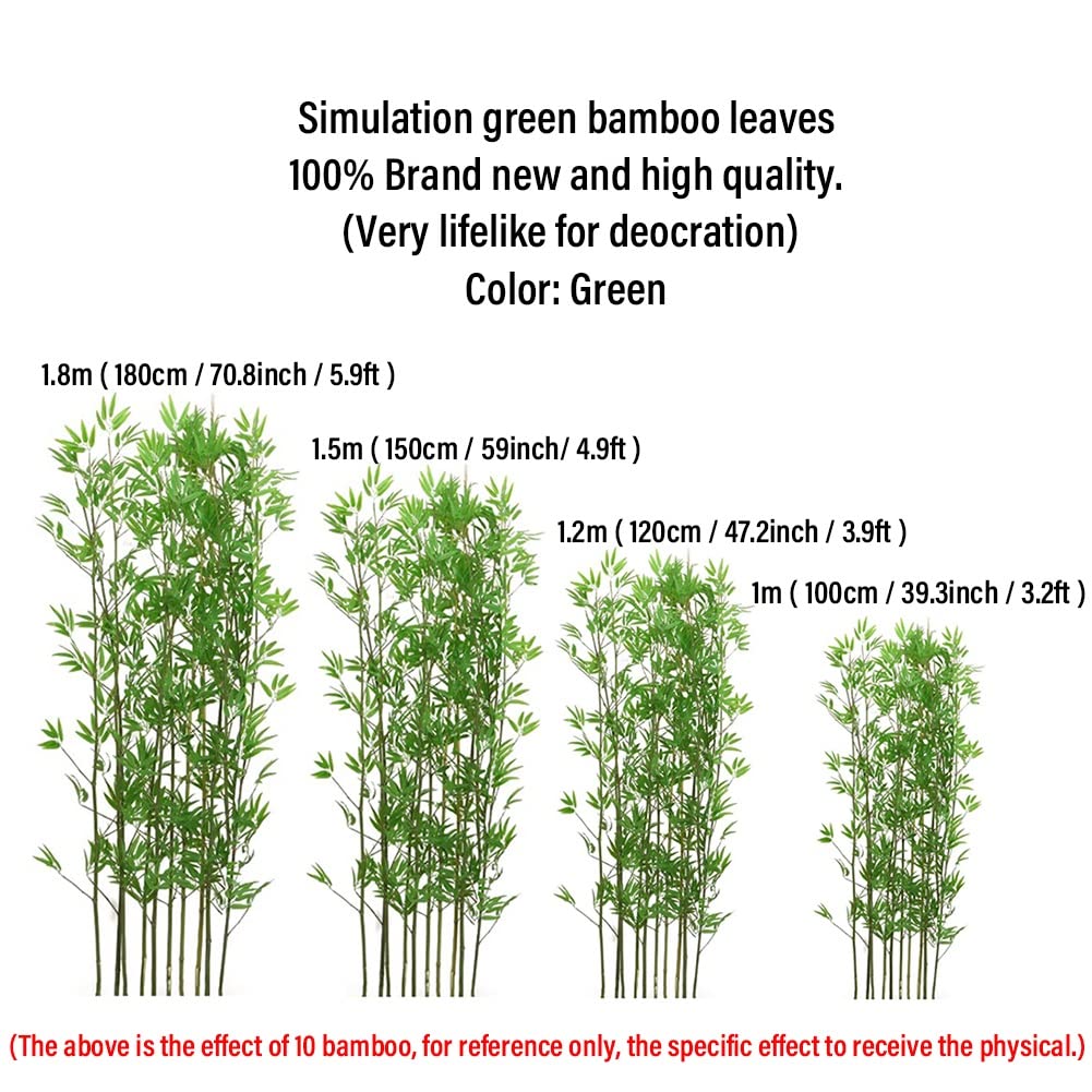 20 Pezzi di Albero di Piante di Simulazione di bambù Artificiale, 1 m 1.2 m 1.5 m 1.8 m di Altezza Piante di Seta Verde finte Ornamenti paesaggistici per l'arredamento di casa e Ufficio del