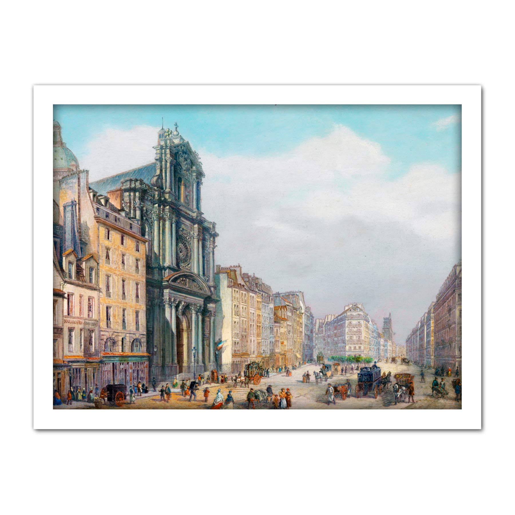 Artery8 Bossoli Paris Rue Saint Antoine Painting Artwork Framed Wall Art Print 18X24 Inch