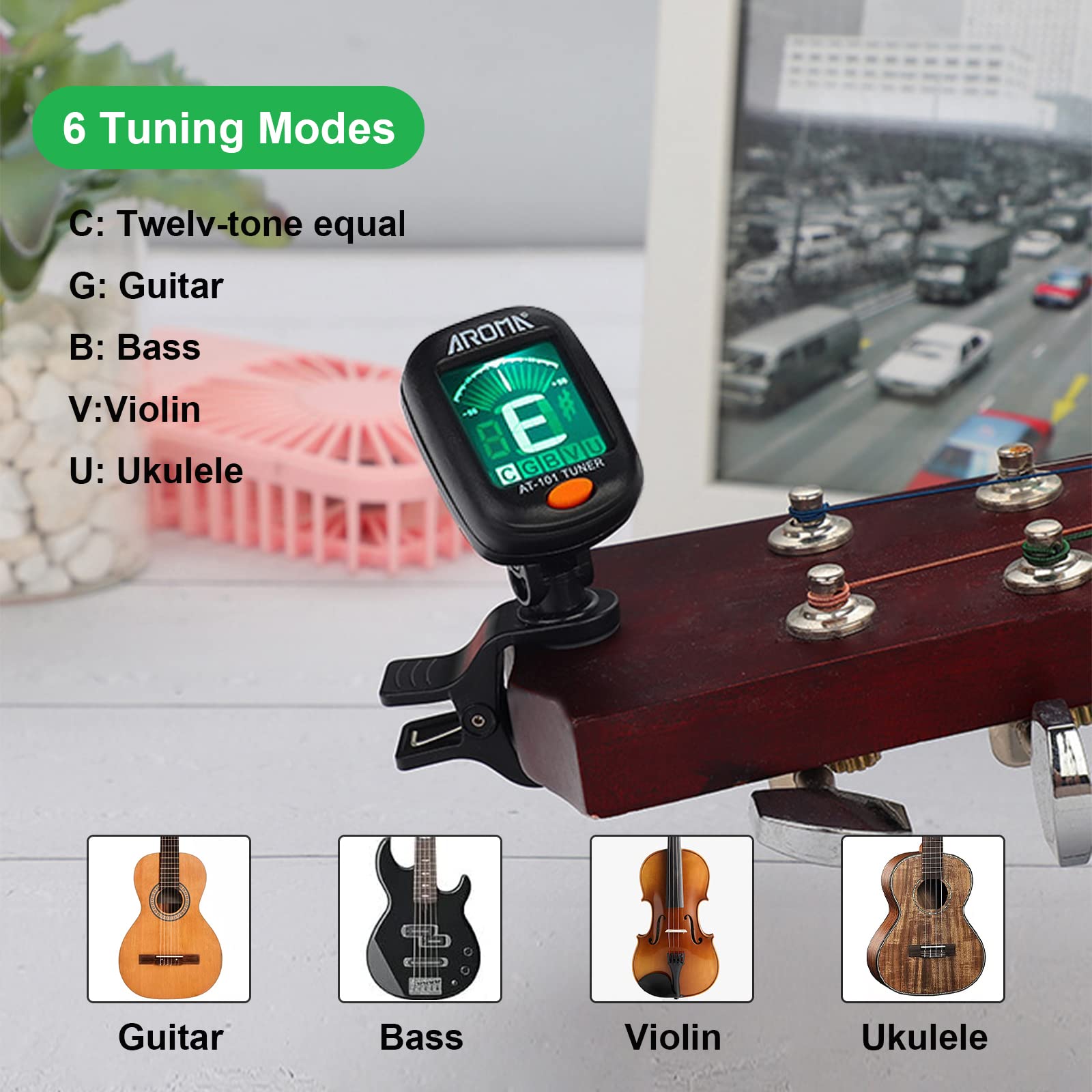 Accordatore Chitarra LEKATO Ricaricabile - Cromatico Per Chitarra, Basso, Violino E Ukulele - Foto 8