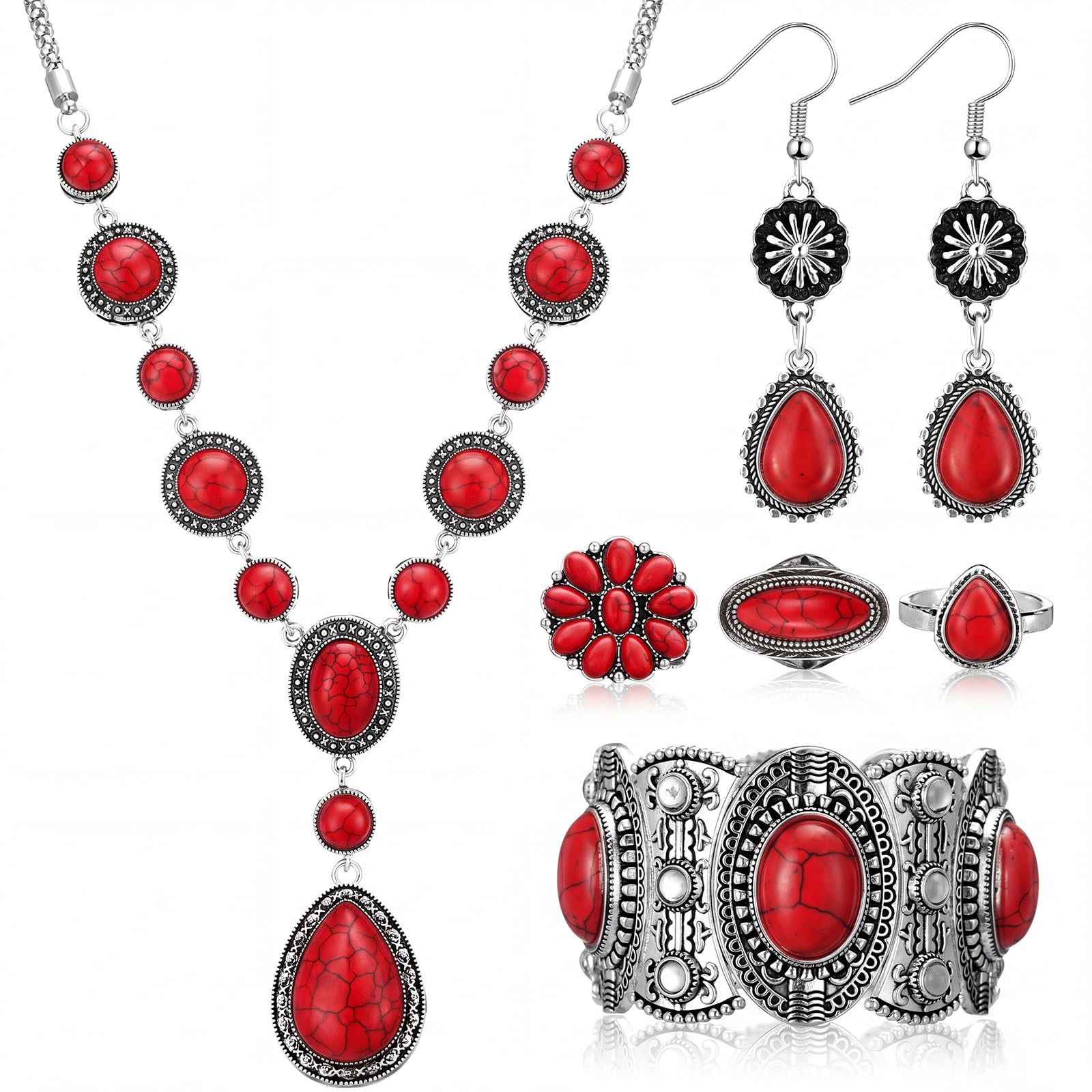 Ecally Western Turquoise Jewelry Set for Women