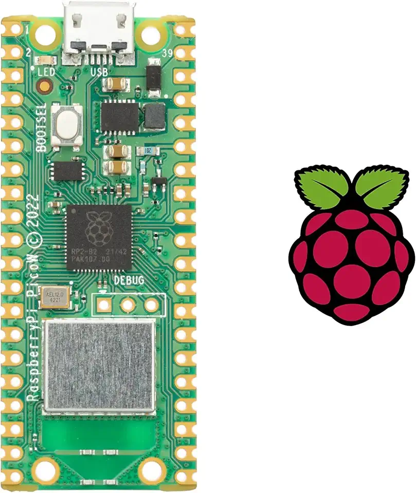 Vis Viva Raspberry Pi Pico W (Wireless, Wi-Fi) + Raspberry Pi Logo Sticker (1 Pack, Wireless)