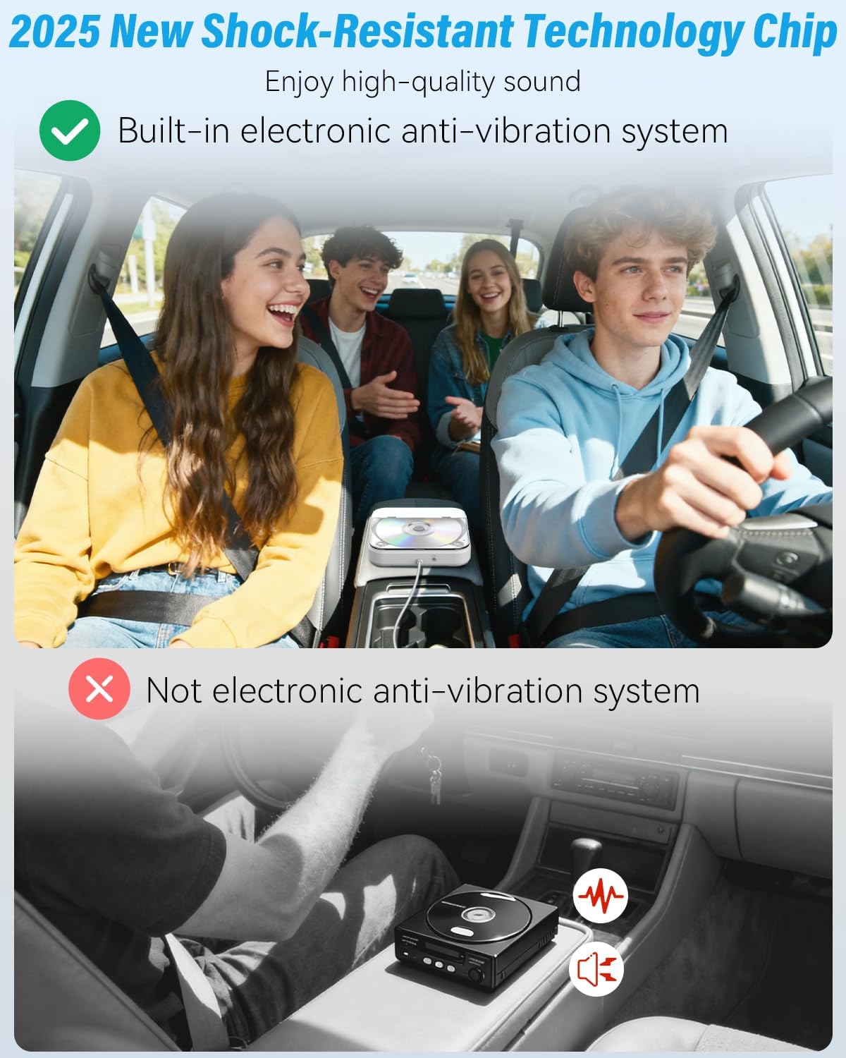 External CD Player for Car, MONODEAL Portable Car CD Players with AUX Cable & Remote Control, Universal USB CD Player for Vehicle, Laptop, TV, Computer, for Android 4.4 and Above Navigation