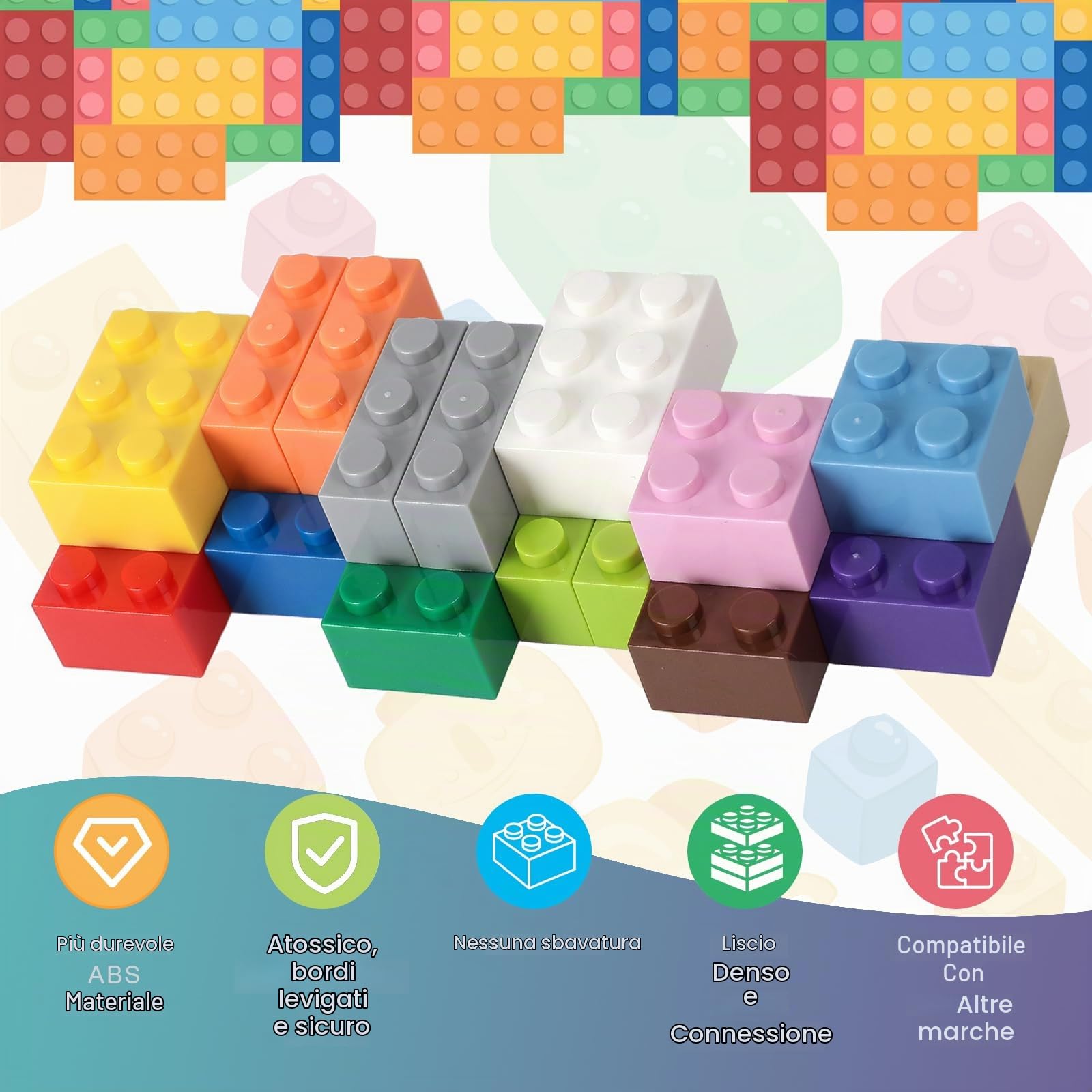 HUIZDQ Set di 1000 blocchi di costruzione classici, adatto per bambini e bambine a partire da 6 anni, compatibile con tutte le principali marche.