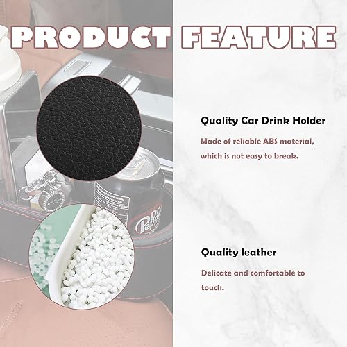 Miniatura 3 de Portavasos extra para llenar huecos de asiento de automóvil, organizador de cuero multifuncional y soporte de almacenamiento para bebidas para