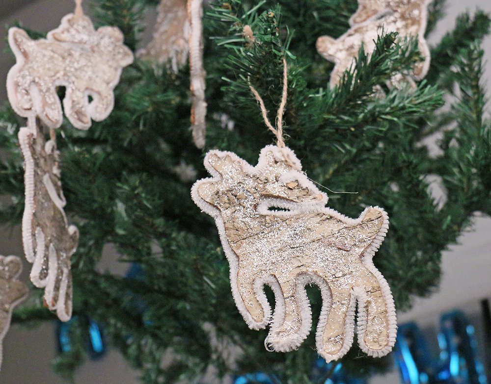 Duane Loyd Design 10pcs Birch Bark Reindeer Christmas Ornament Sparkle Winter Woodland Rustic Wedding Craft Cutouts Scrapbooking Hanging Ornament
