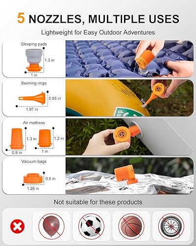 Miniatura 5 de Bomba de aire inflable portátil para piscina, 5 kPa mejora, aspiradora eléctrica de viaje para campamento, mini bomba de inflado para inflables,