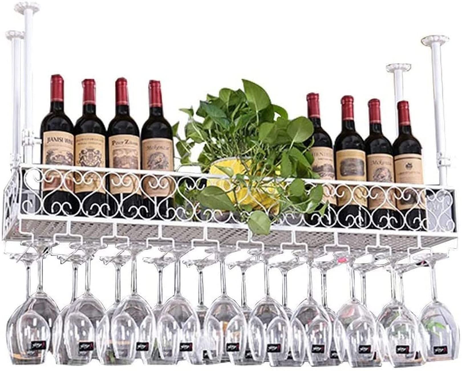 Casier à vin suspendu gain de place sous placard pour verres et bouteilles