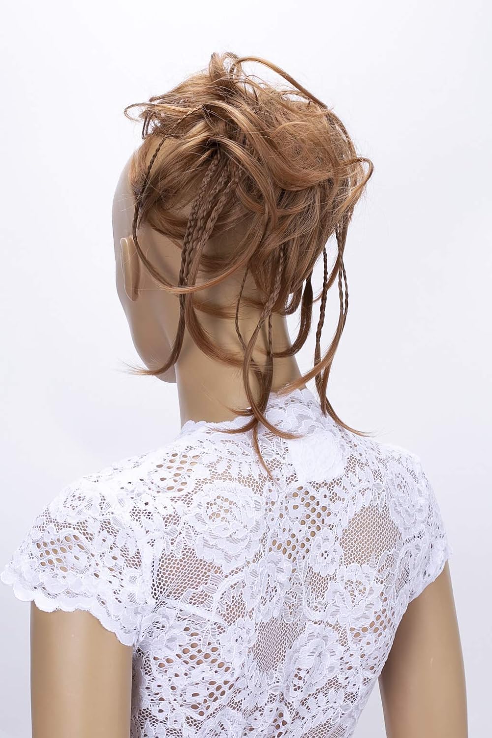 CAISHA XXL Scrunchie Messy Bun Hairpiece Braided Updo Slightly Wavy Voluminous Light Brown G15D, light brown #6T30 G15D, 17 x 2 cm - Image 3