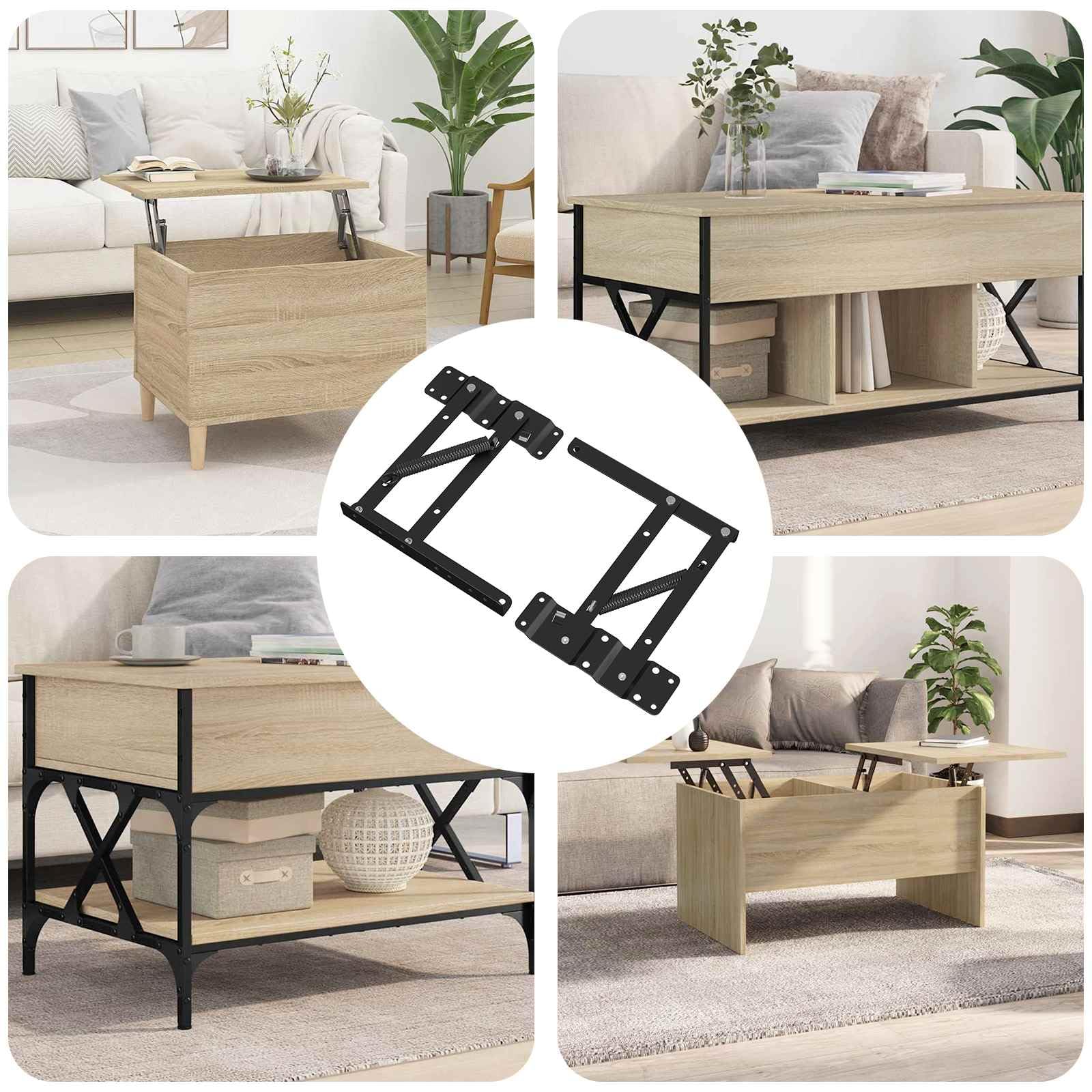 Juego de 12 piezas de mecanismo de elevación de cama para somier, sistema de elevación de hierro, color negro, 340 x 95 x 40 mm