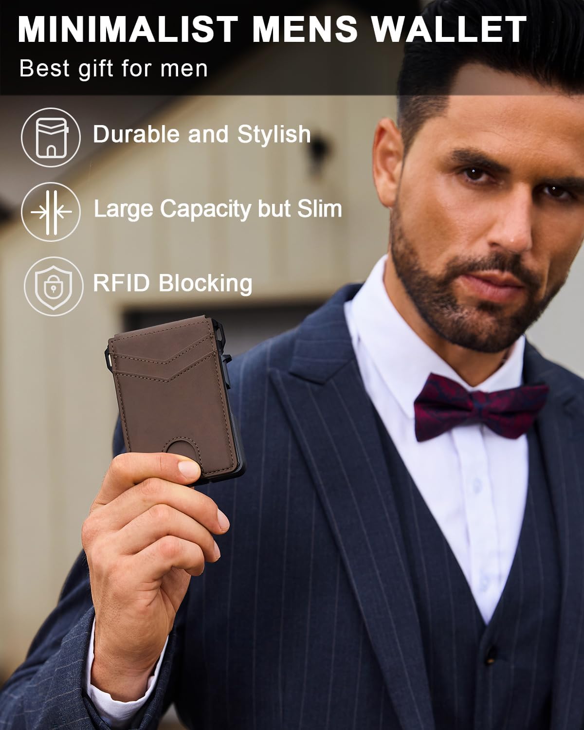 Wallet for Men, Mens Minimalist Wallet 9-13 Cards, Slim Compact Wallet with Money Clip & ID Window, RFID Blocking Smart Pop Up Card Wallet, Metal Aluminum Credit Card Holder Bifold Wallet - Image 8