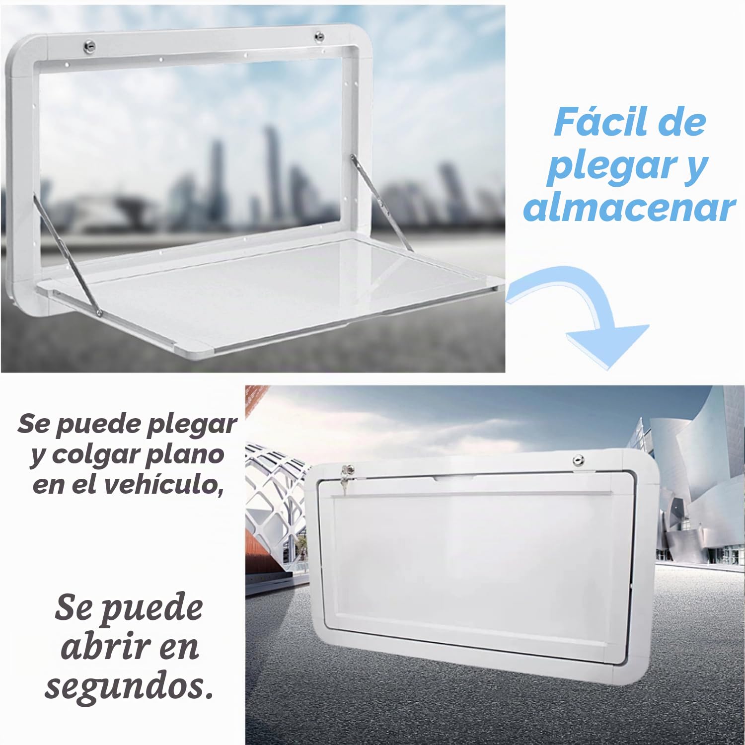 Mesa Plegable de Pared en Aleación de Aluminio HWHongRV, Escritorio 80x45cm para Furgoneta Camper, Blanco