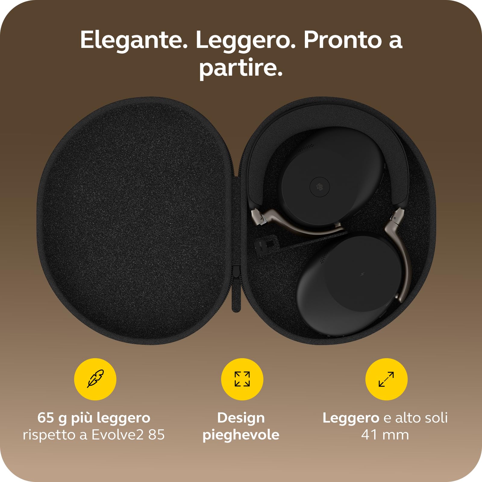 Jabra Evolve3 85 Cuffie Over-Ear Wireless con Microfono, Nero | Per Lavoro, Dongle USB-C, ANC Adattiva, 25h Batteria, per App di Meeting