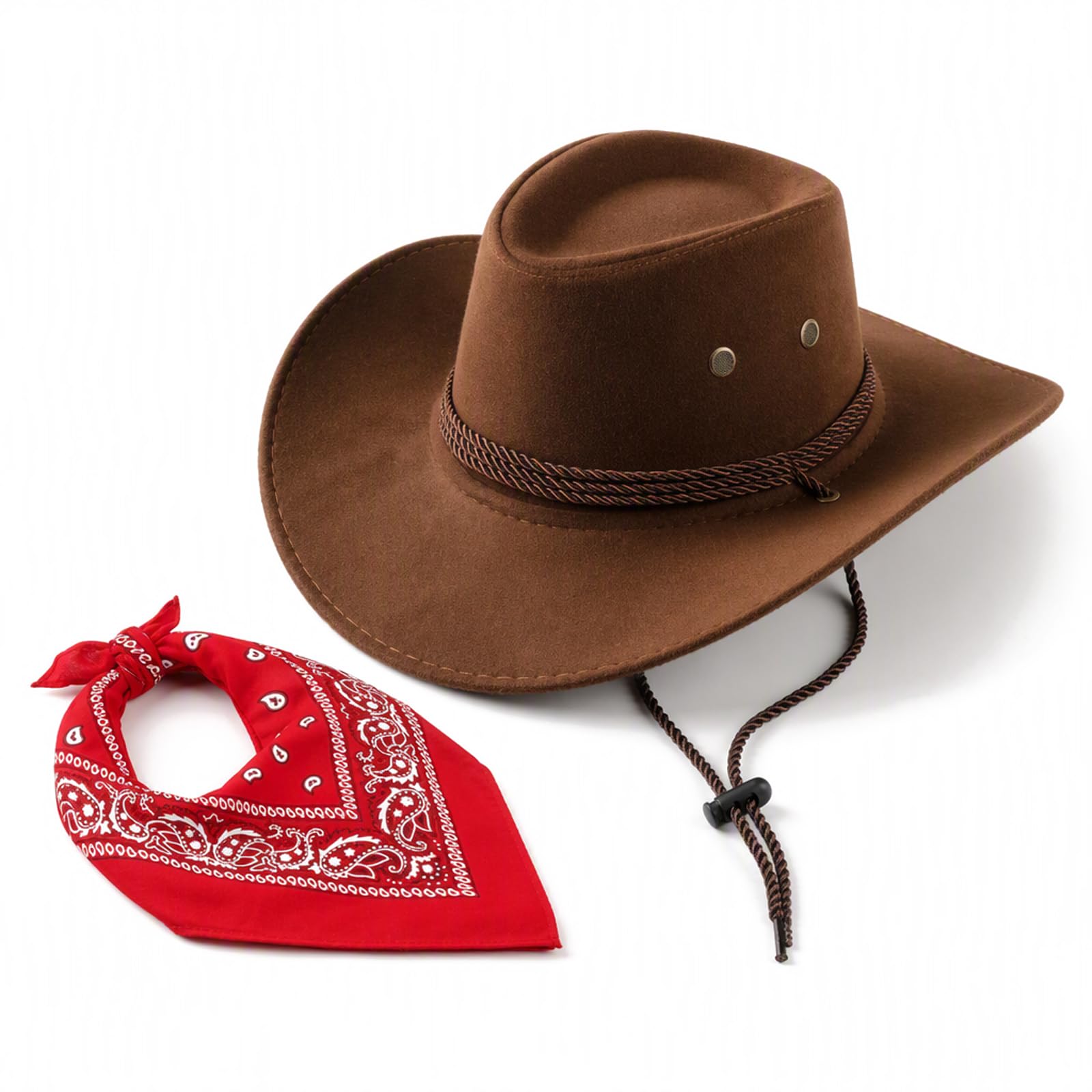 JeyFefv Cowgirl Hat Set, 2Pcs Unisex Cowboy Hats for Adults