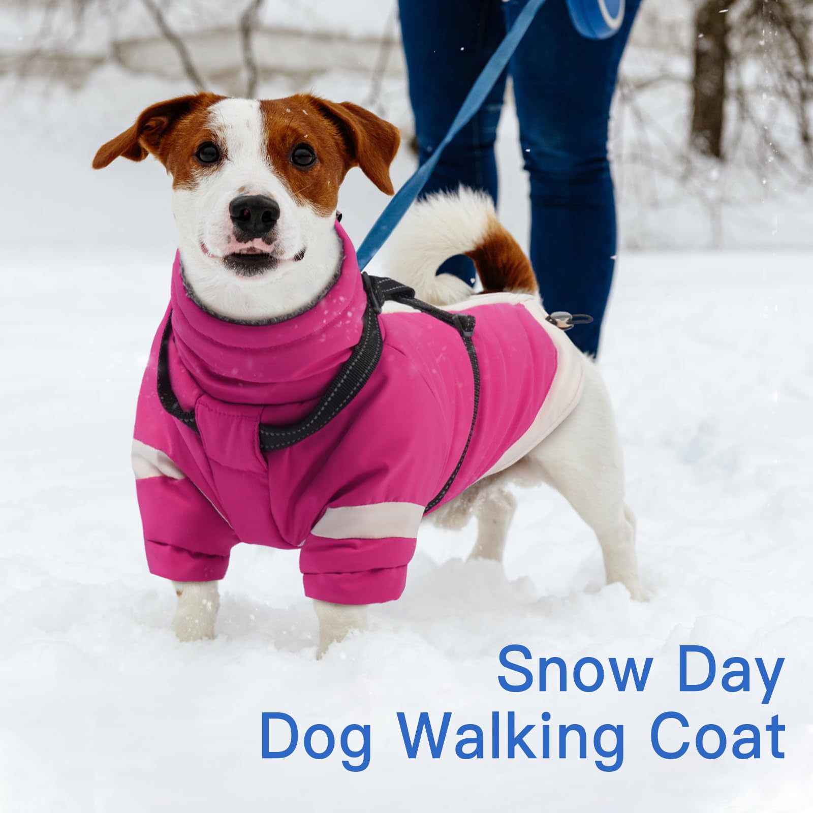 Manteau d'hiver XL pour chiens de taille moyenne, harnais réfléchissant intégré | Combinaison de neige à col roulé avec manches pour les jours de neige et garder au chaud, veste imperméable et