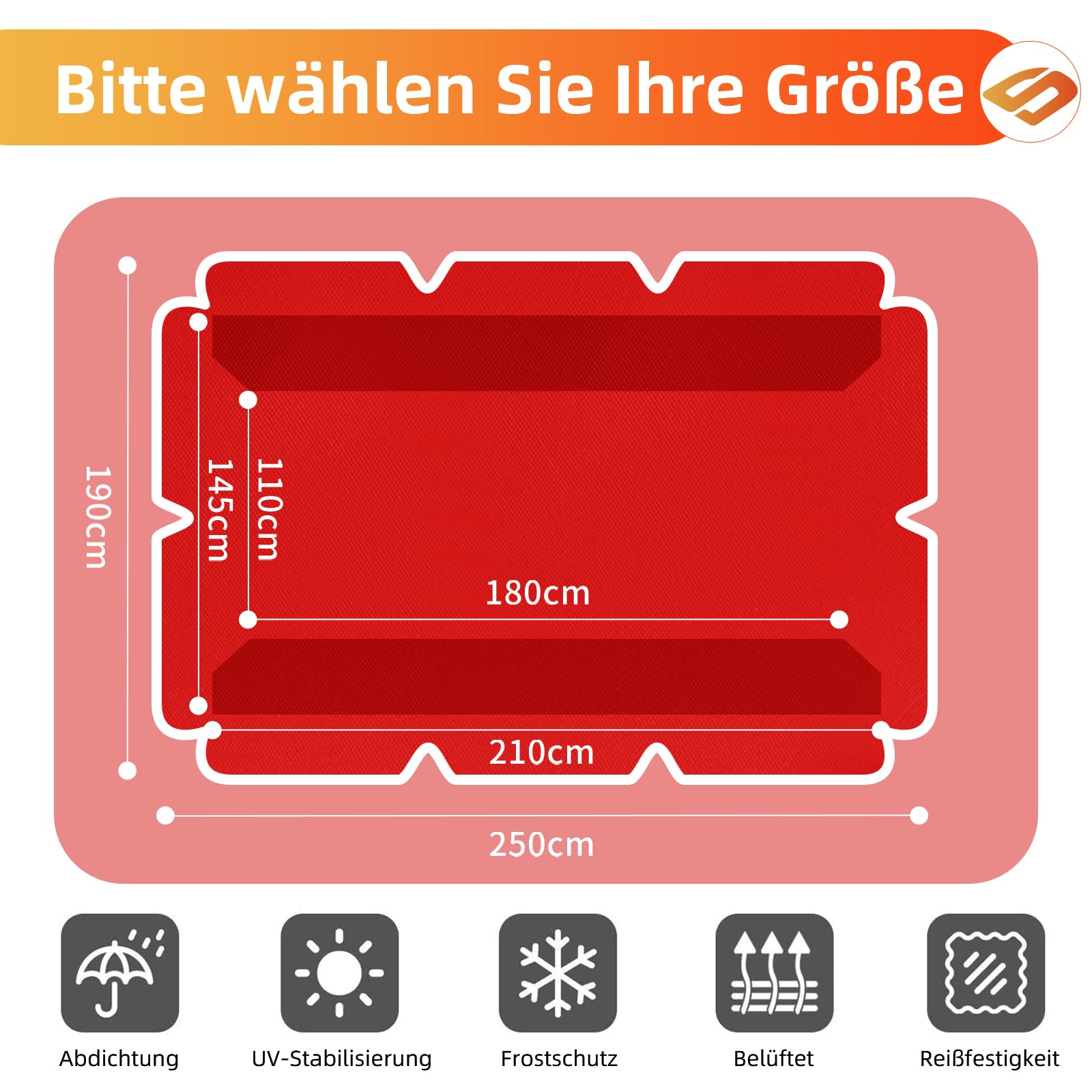 Hollywoodschaukel Dachbezug Wasserdicht,Hollywood Swing Ersatzdach mit Klettverschluss, Gartenschaukel Dach mit 4 Verstellbare Tunnel (Rot)