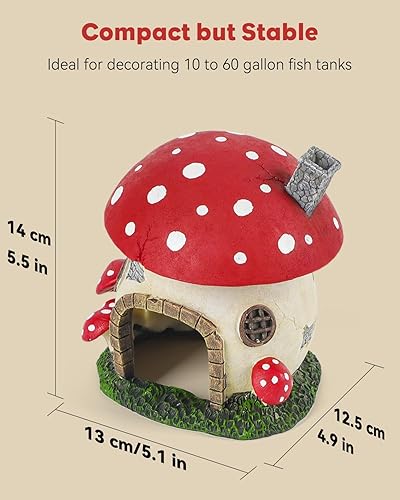 Miniatura 4 de Uniclife Acuario Casa de hongos Decoración de pecera Decoración de cabaña de hongo de cerámica para pecera, paisaje de acuario, escondite,