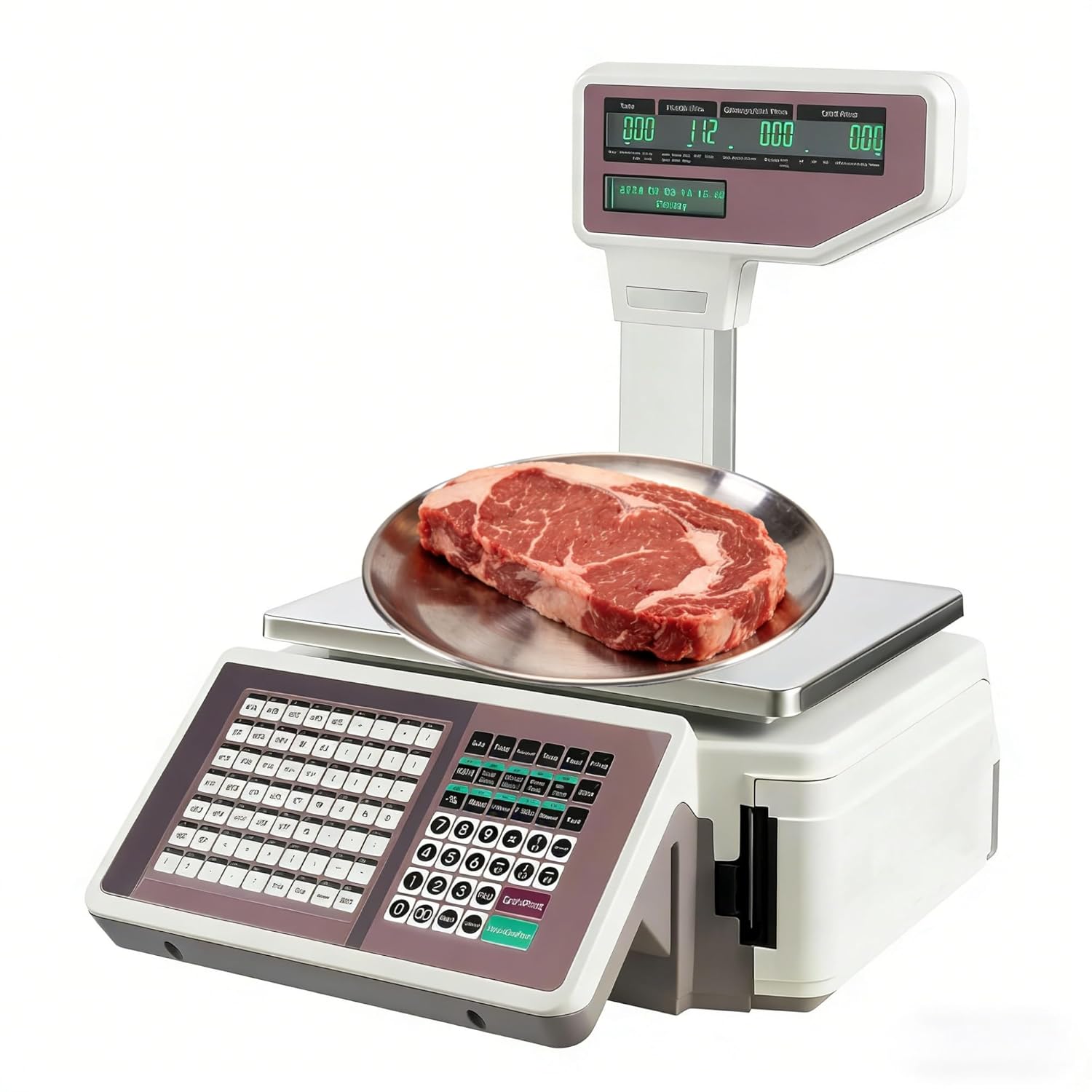 Label Printing Scale for Inventory Management, 66lb Price Computing Scale, Commercial Food Scale with 4000 PLU Memory, Native English Interface for Easy Setup