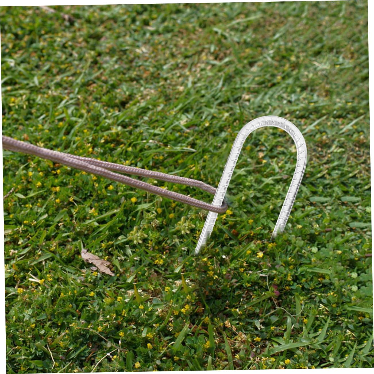 Picchetti da Campeggio a Forma di U 8 Pezzi Accessori per Fissare Tenda e Telo da Giardino in Acciaio Zincato Argento Attrezzi Resistenti per Outdoor