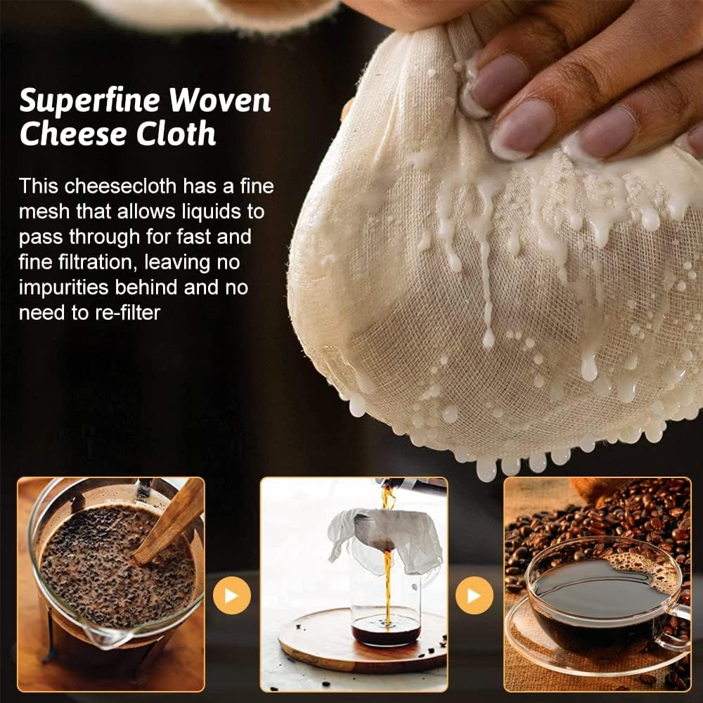 REFORUNG 5 pcs Tela Filtrante Reutilizable Paño para Hacer Queso 50 * 50cm Colador Algodon Manta para Colar, Gasa para Leche de Nuez, Yogurt, Vino, Café Frio y Té