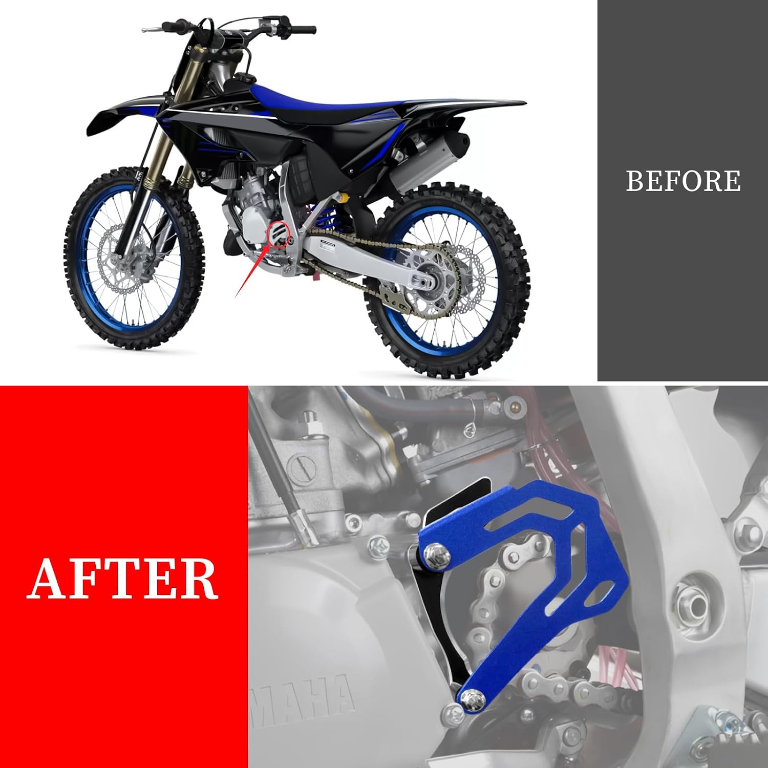 YZ125/125X Sprocket Guard Compatible with YZ 125 2006-2025,YZ 125X 2017-2025 3D CNC Case Dirt Bike Chain Guard Sprocket Cover Protective Shell (Blue)