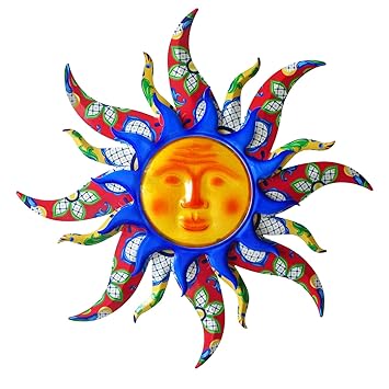 wotieuns Sun Metal Wall Art Outdoor Decor 19Inch Sun Wall Decor Suitable for Living Room Bedroom Porch Patio Fence Garden Decor