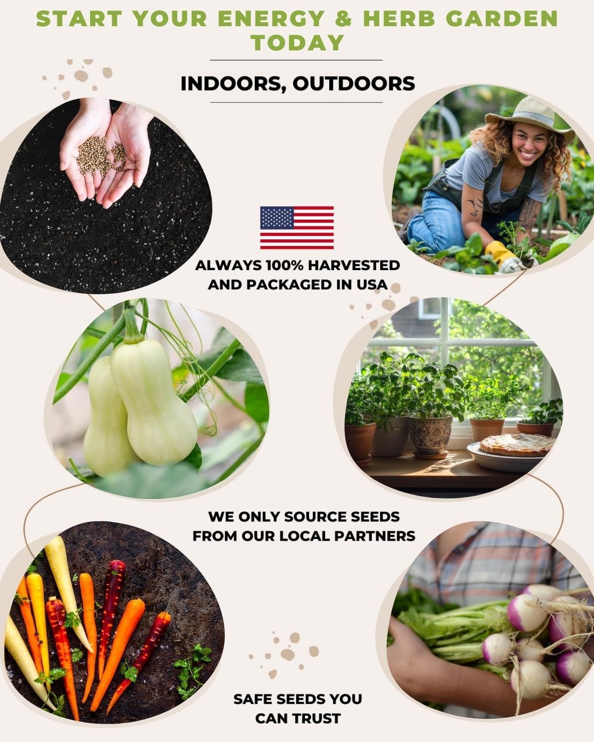 Tactiko Survival 30 Calorie-Dense Veggies & Popular Herbs - Ultimate Energy Seed Kit - USA-Grown Non-GMO Heirloom Seeds - Mylar-Bag for Long-Term Storage, Emergency Food Supply Gardening