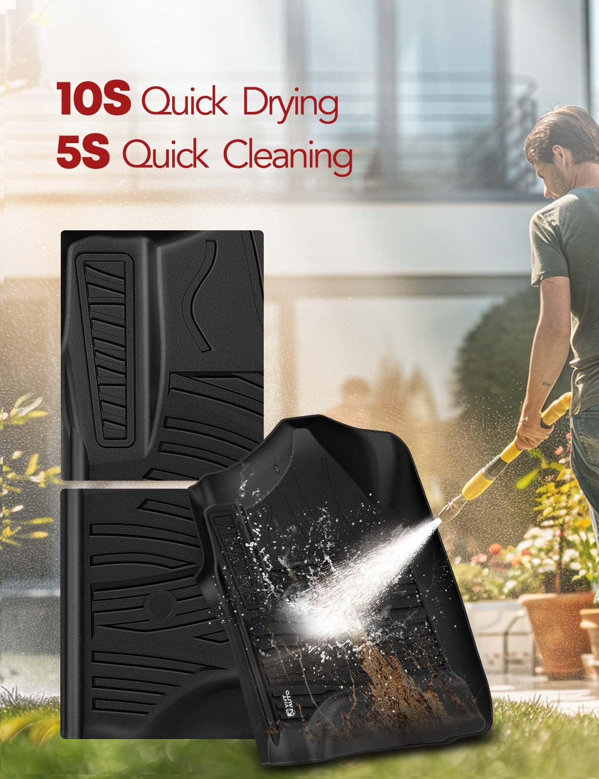 YHTAUTO Floor Mats Fit Chevy GMC Cadillac Models-Silverado Suburban Tahoe Sierra Yukon Escalade TPE All Weather Car Mats — view 9