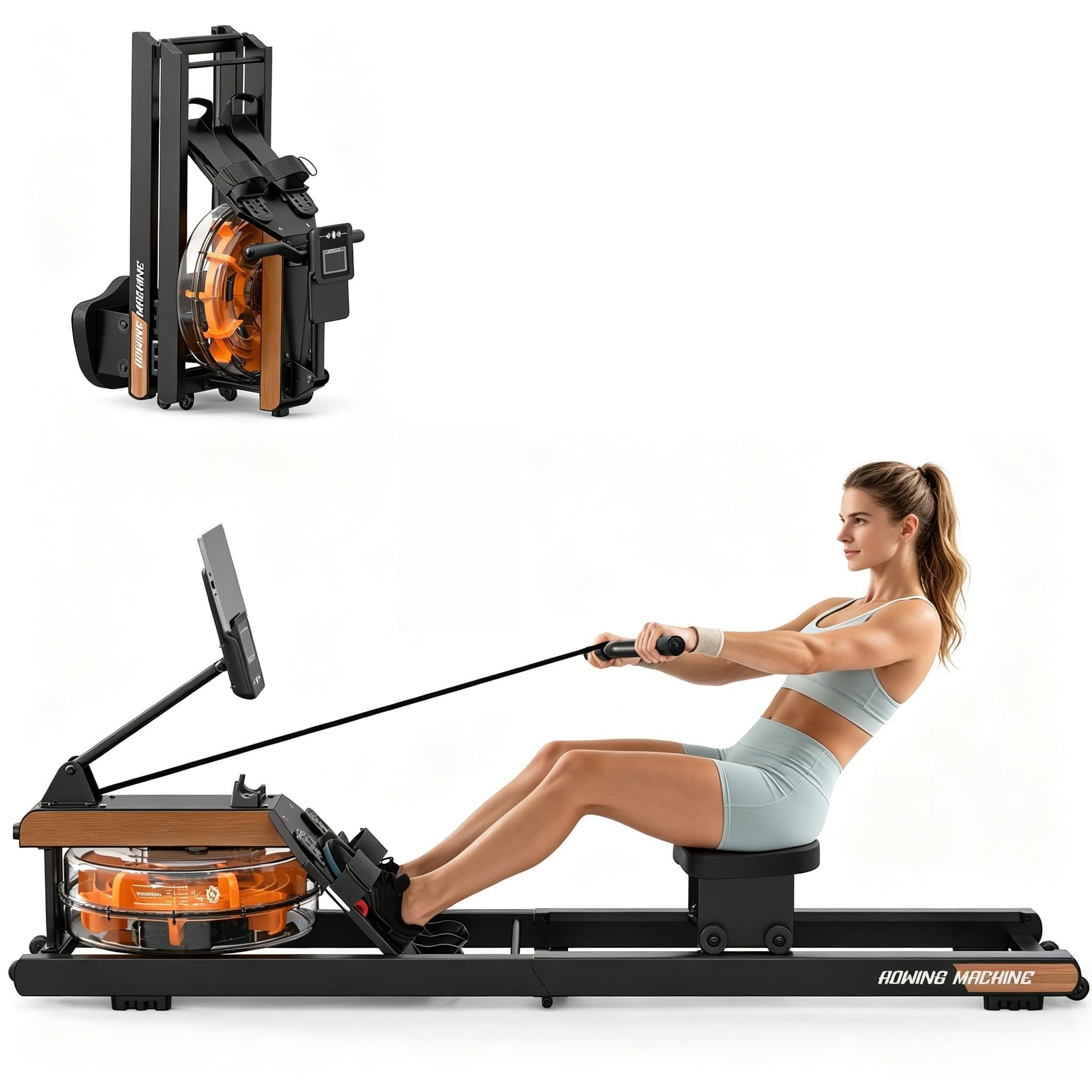 Vogatore Professionale per Casa, Pieghevole Con Resistenza ad Acqua, Monitor Bluetooth e Supporto Tablet Regolabile, Carico Massimo 160kg