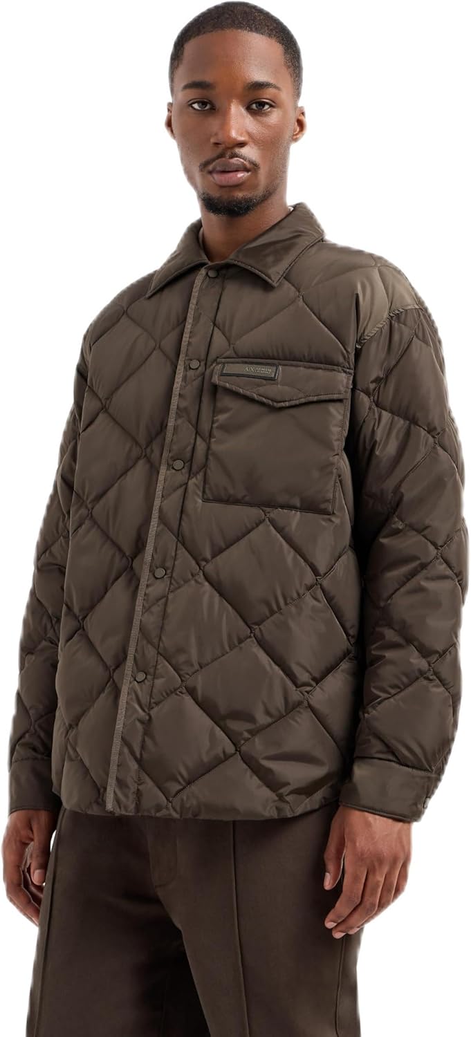 Armani Exchange Men's Snap Up Box Quilt Light Weight Jacket