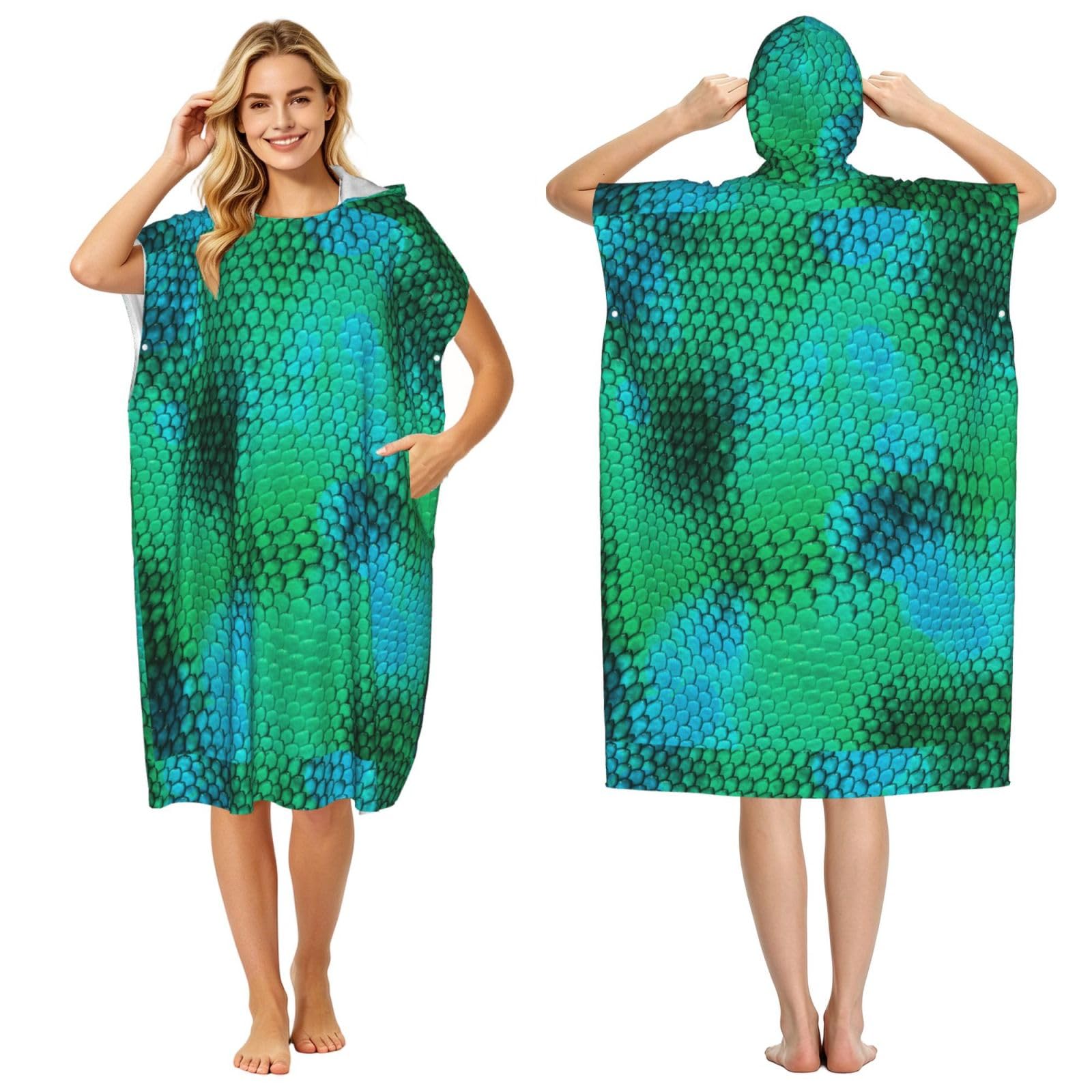 Poadnly Snake Scale, Adult Hooded Beach Towel 90 x 110 cm,Changing Bath Robe, Surf Poncho Towel For Women Men