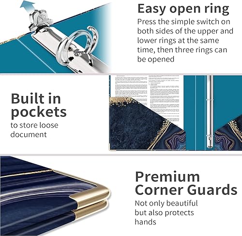 Miniatura 247 de Ospelelf Mini 3 Ring Binder, 2 Inch, Cute Pink Marble Binder for 5.5" x 8.5" with 5 Tab Dividers, File Folder Labels and Low Profile Clipboards