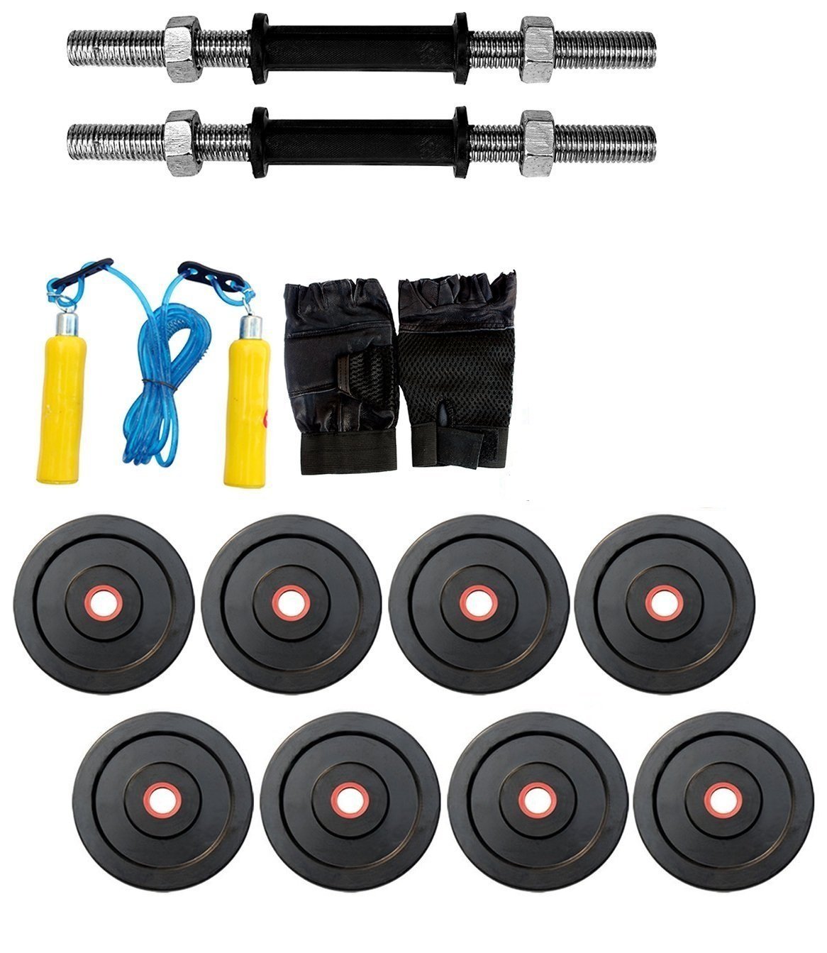 10 KG BODY MAXX Adjustable Rubber Dumbells + 2 PCS Dumbells RODS + Gloves + Rope (B011FM0G2S) Amazon Price History, Amazon Price Tracker