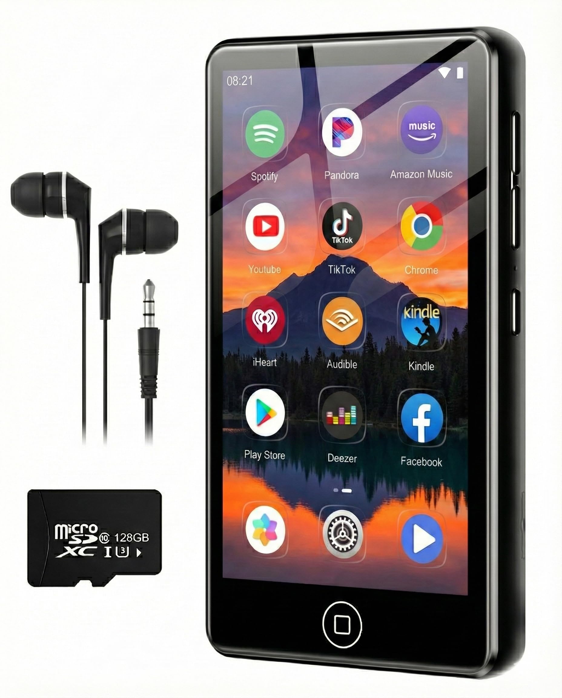 144GB Lettore MP3 Spotify con Wi-Fi & Bluetooth, 4,02 Pollici Touchscreen MP4 Lettore Musicale, MP3 Lettore Musicale Android con Amazon Music, Deezer, Radio FM, Registratore Vocale, Nero