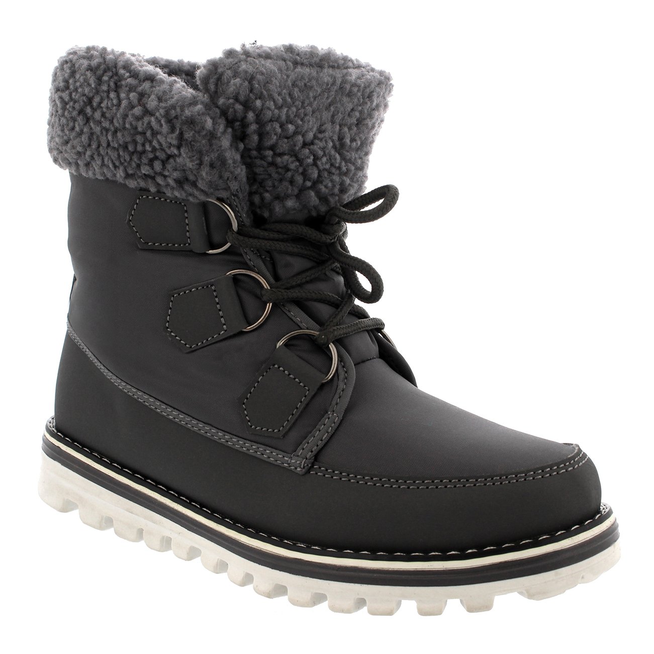 Polar Boot Womens Fleece Lined Snow Winter Waterproof Hiking Durable Ankle Boots - Grey Textile - UK7/EU40 - YC0496