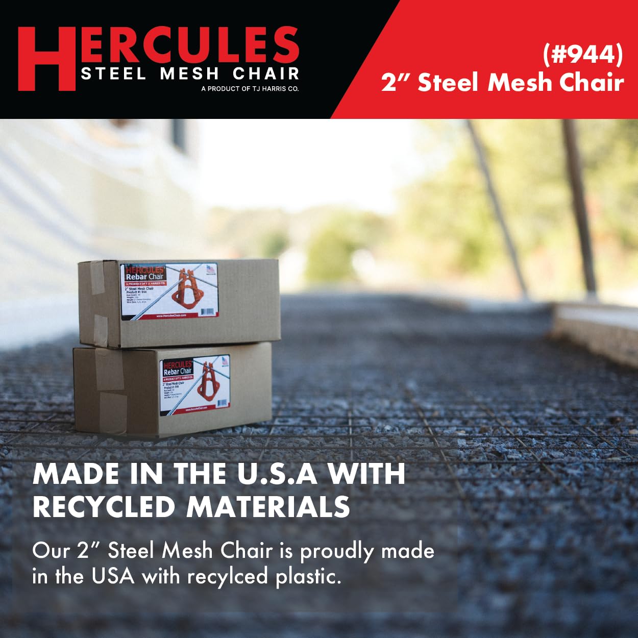 Hercules 2" Steel Mesh Chair - (50 Count) Superior Strength & Quality Concrete Snap Wire Mesh Chair for 6, 8, &10 Ga. Wire (50, 2” Wire/Steel Mesh Chair)